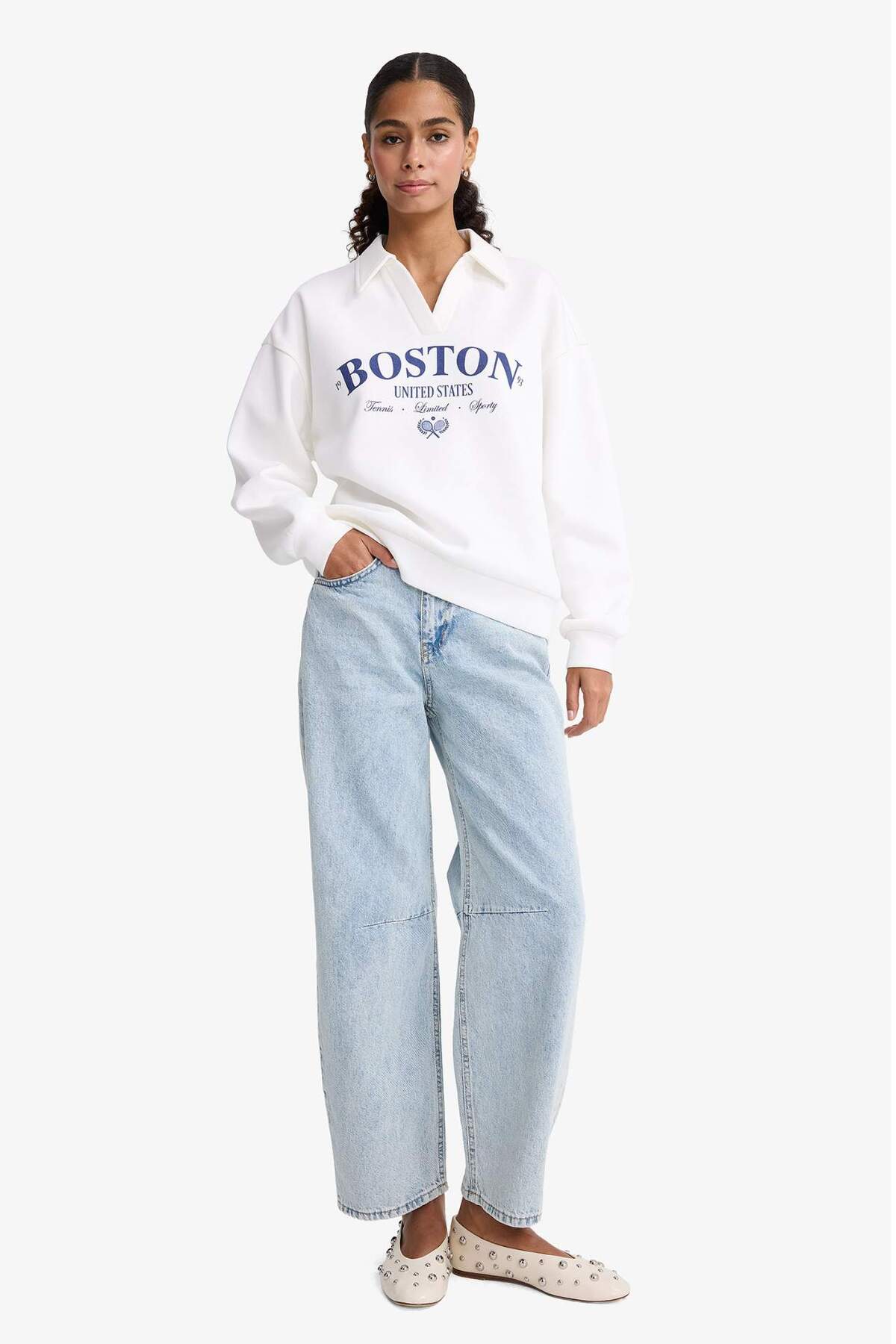 Defacto  Kadın Sweat F1064AX/ER105 ECRU - Görsel 2