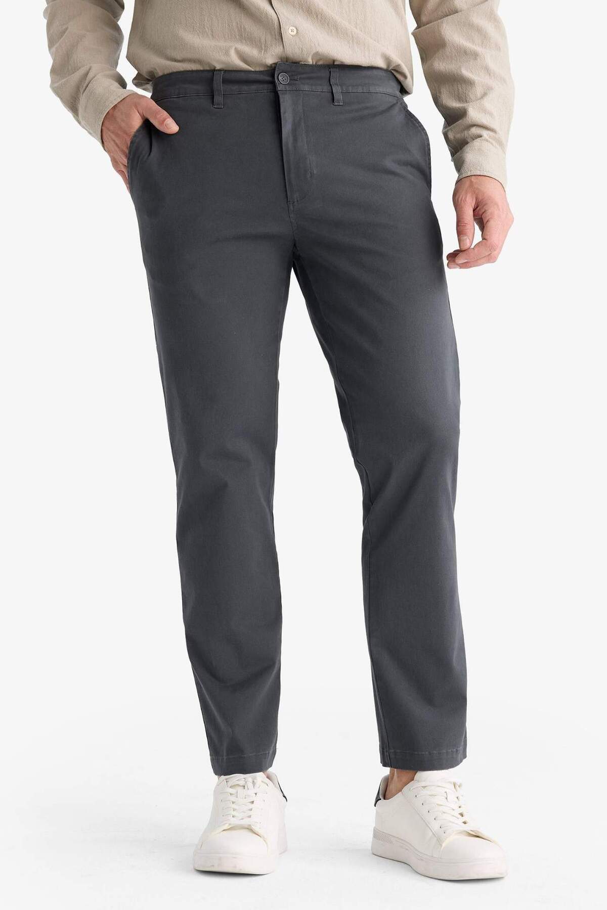 Defacto  Regular Fit Normal Kesim Cepli Düz Paça Chino Pantolon D7349AX25AU - Görsel 5