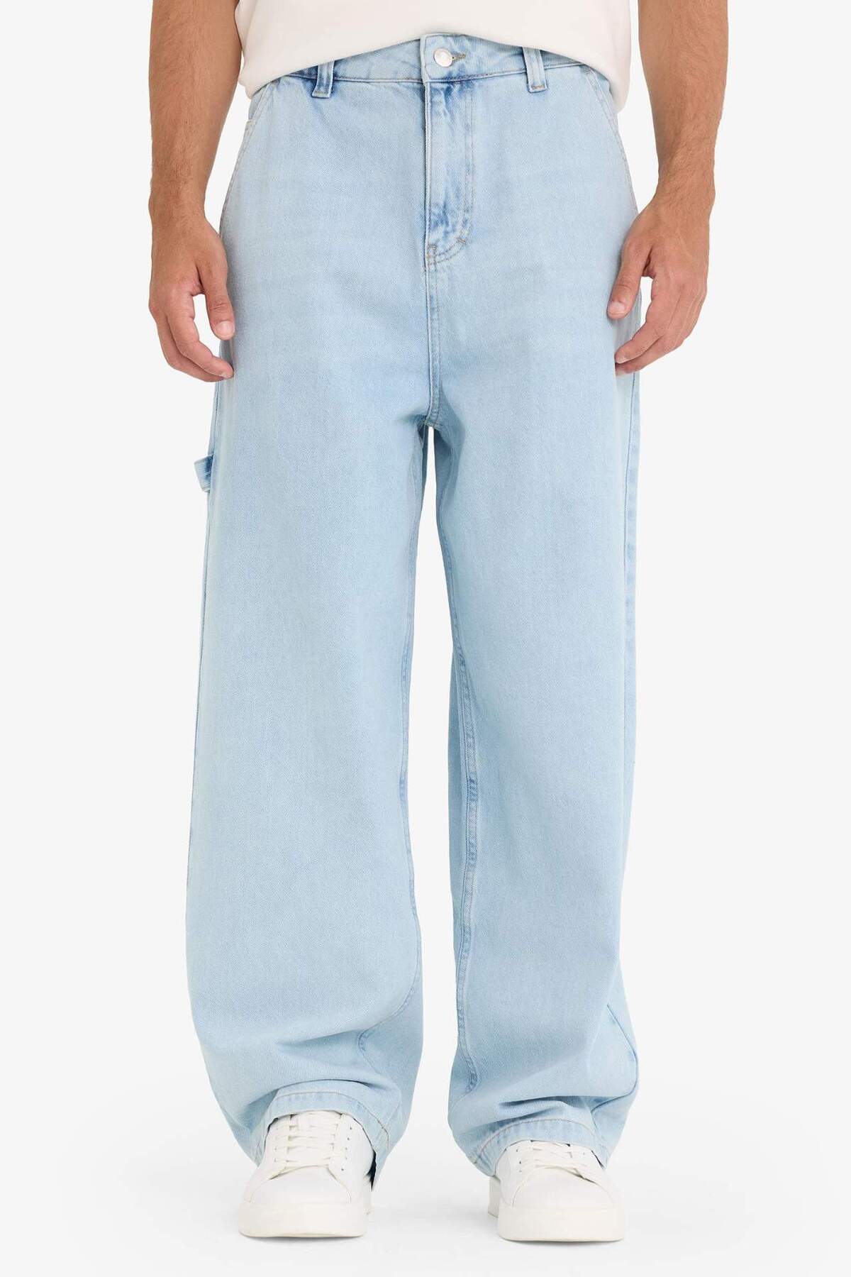 Defacto  %100 Pamuk Skater Fit Geniş Paça Jean Yıkamalı Pantolon F5668AX25AU - Görsel 5