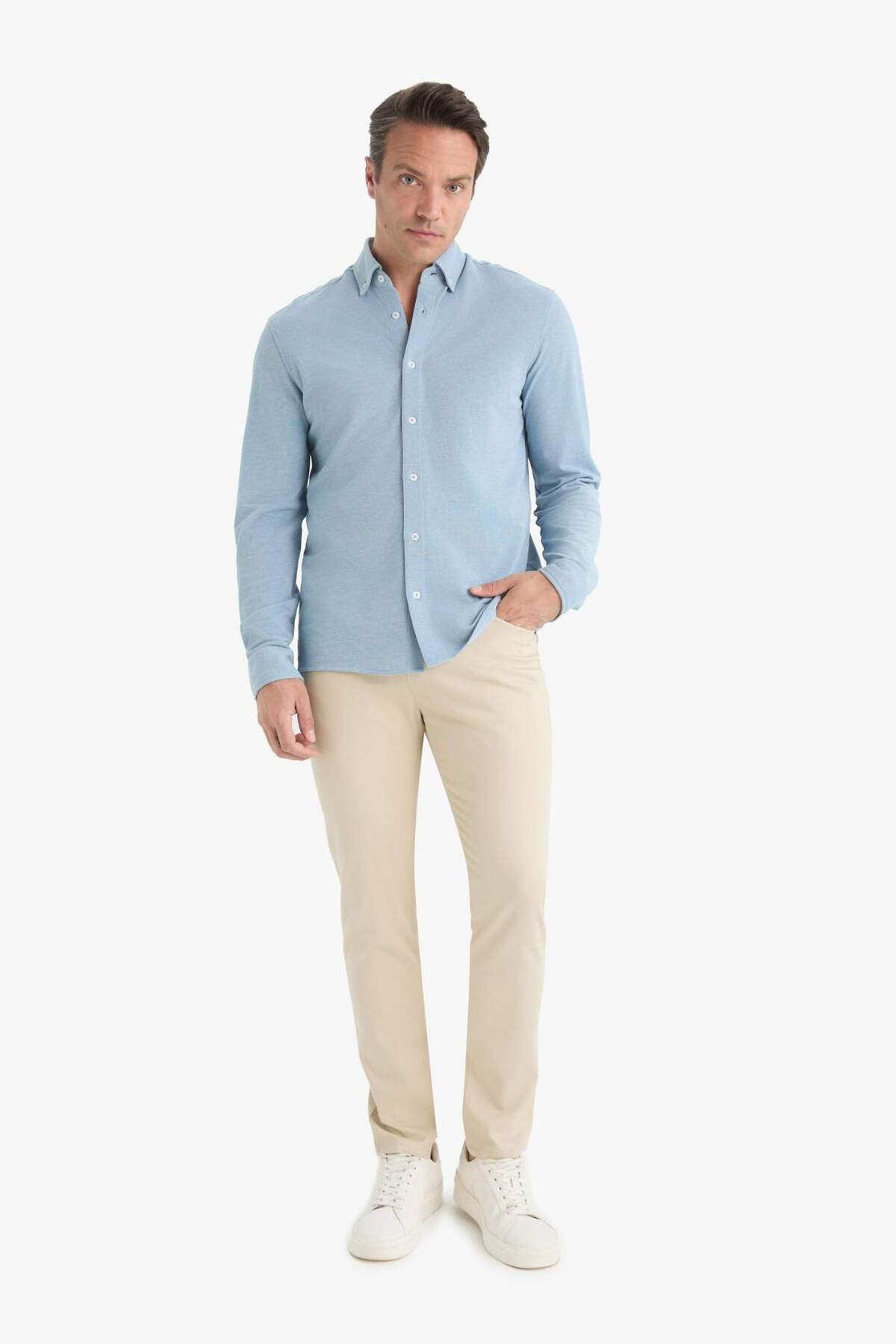 DeFacto Slim Fit Dar Kesim Dar Paça Cepli Dokulu Pantolon E7959AX25AU