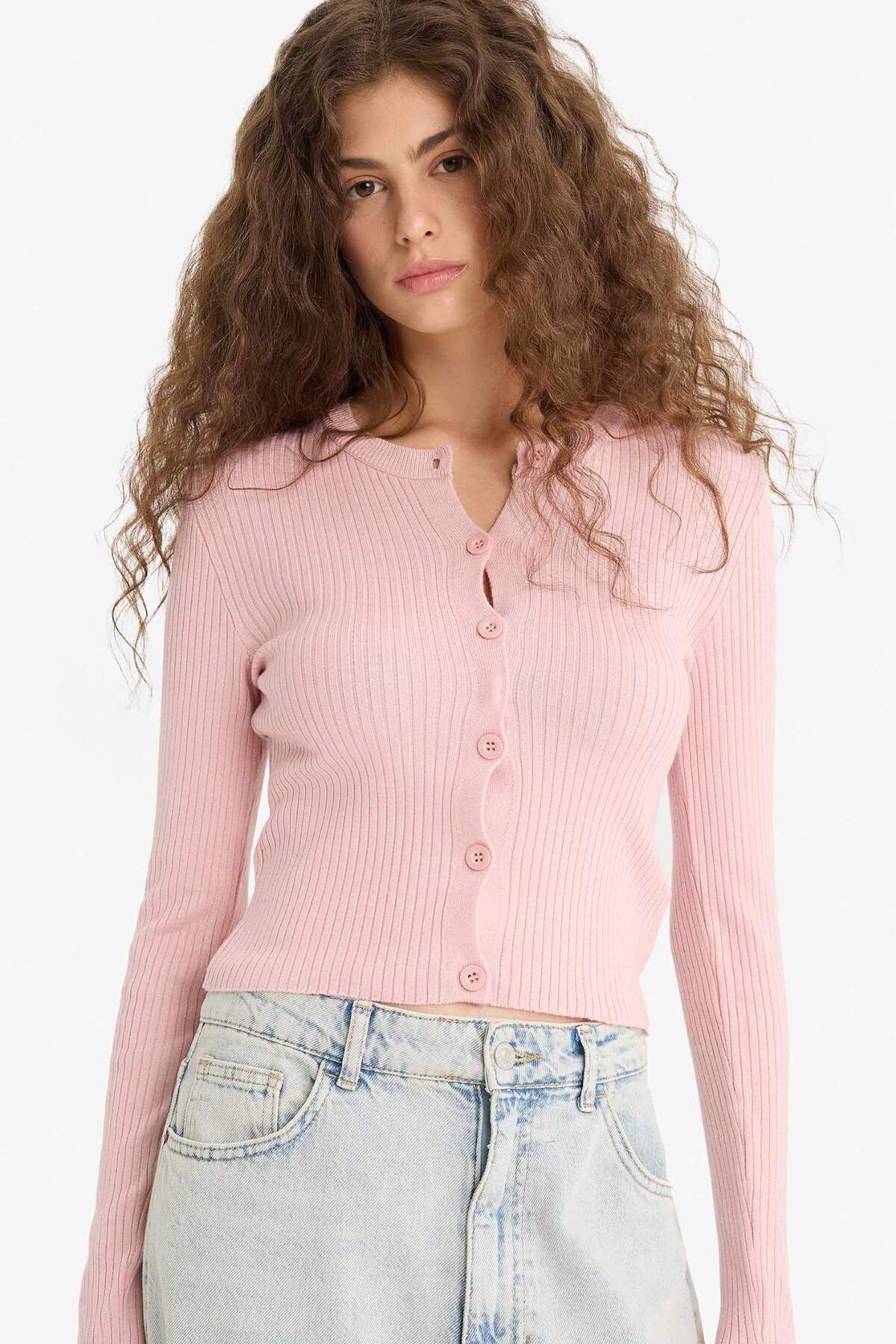 Defacto  Regular Fıt Bisiklet Yaka Triko Hırka A2076AX25WN