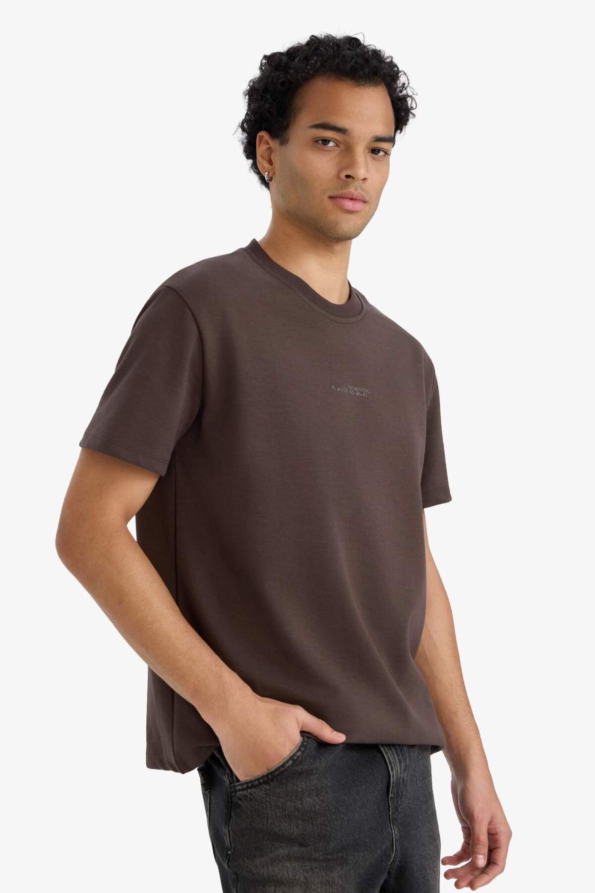 Defacto  Boxy Fit Bisiklet Yaka Baskılı Kısa Kollu Tişört F8590AX25HS - Görsel 4