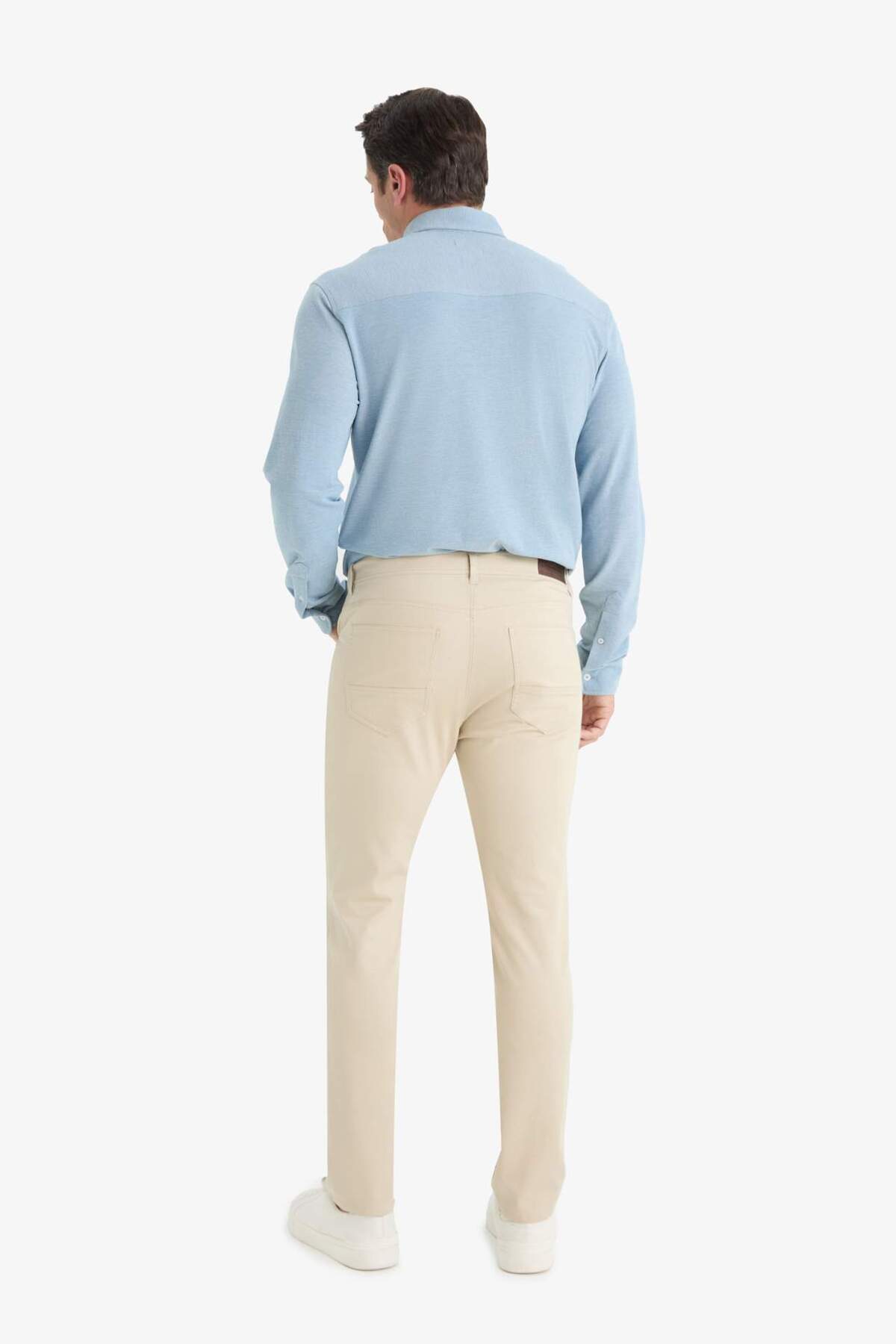 DeFacto Slim Fit Dar Kesim Dar Paça Cepli Dokulu Pantolon E7959AX25AU görsel 7