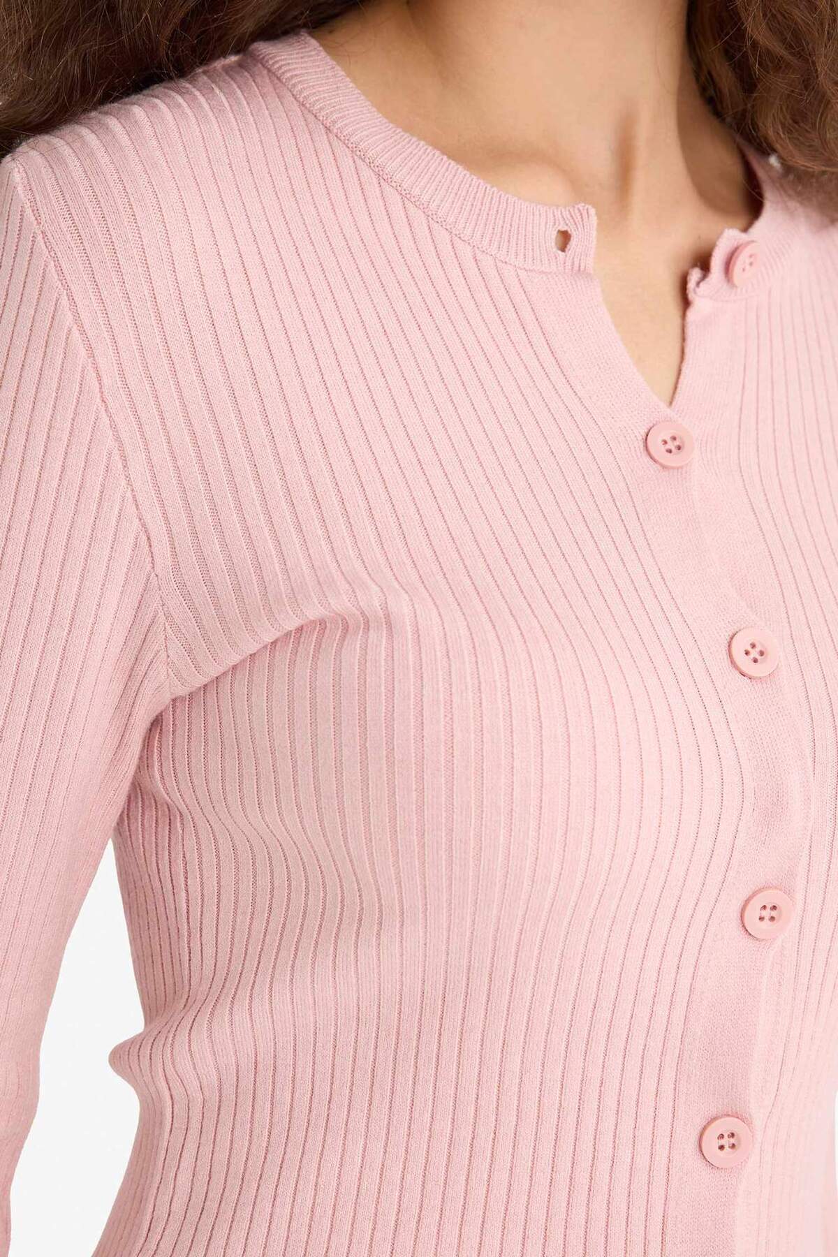 Defacto  Regular Fıt Bisiklet Yaka Triko Hırka A2076AX25WN - Görsel 5