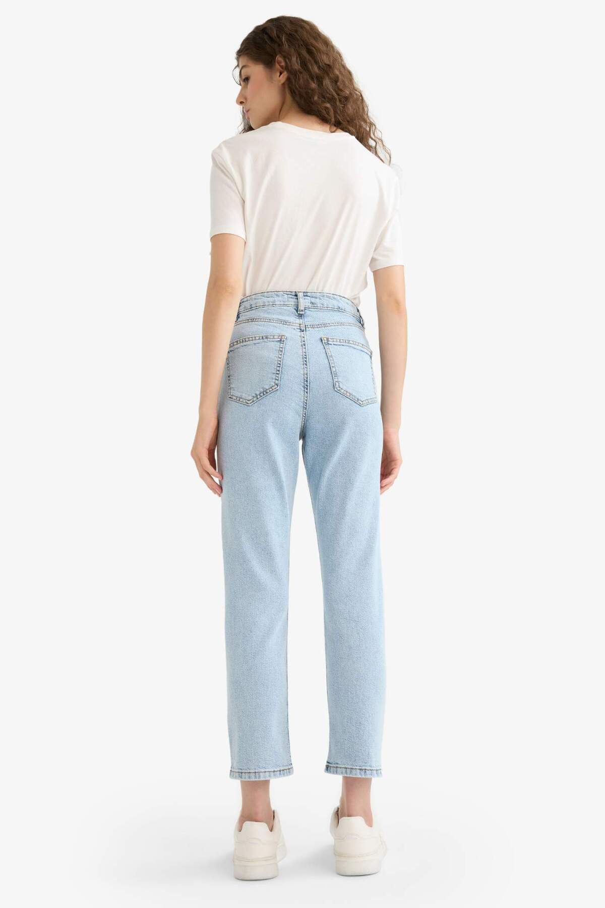 Defacto  Mary Vintage Straight Fit Yüksek Bel Bilek Boy Jean Yıkamalı Pantolon E9817AX25AU - Görsel 5