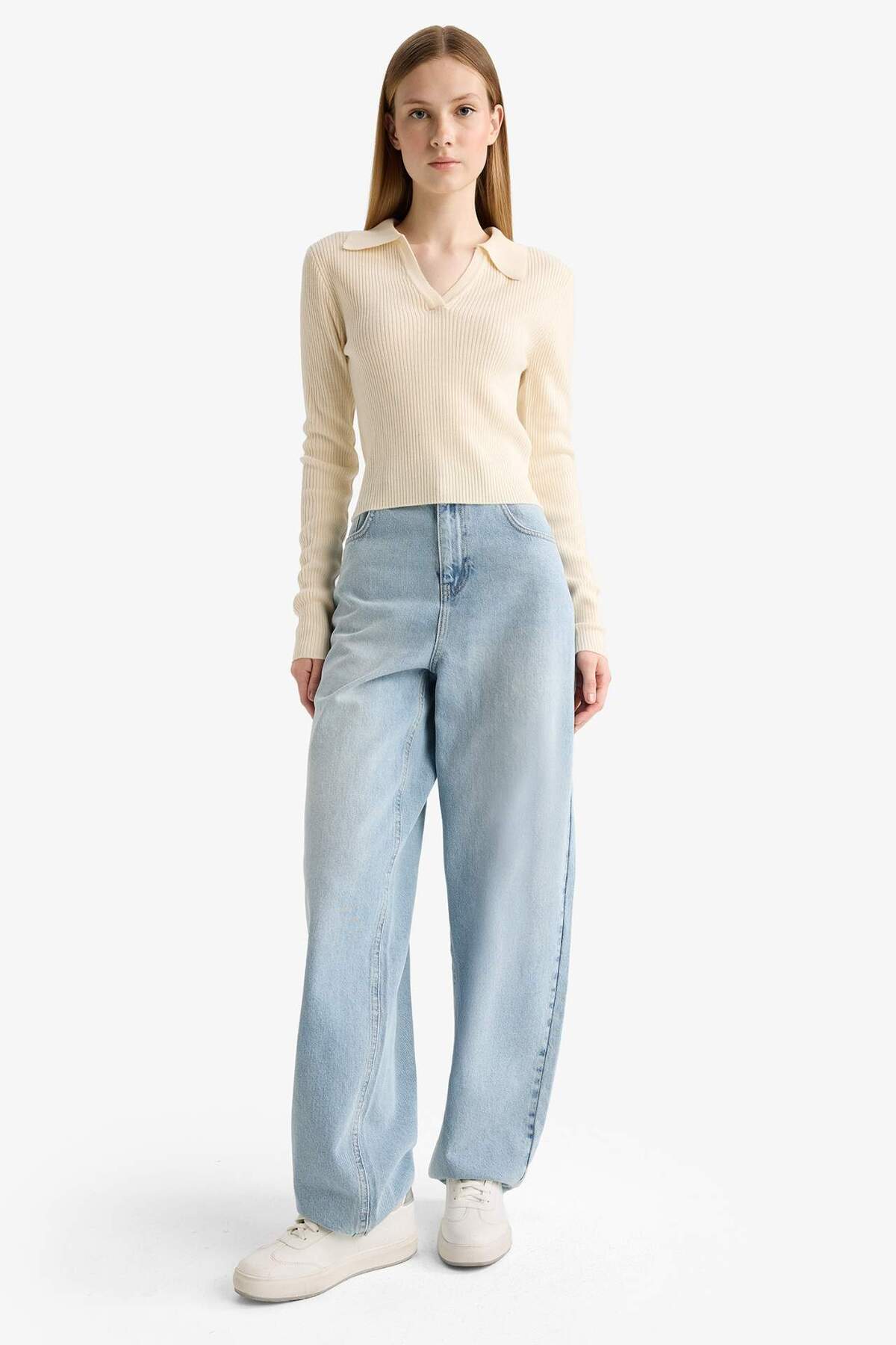 Defacto  Slim Fit Dar Kesim Polo Yaka Triko Kazak X4929AZ25WN - Görsel 2