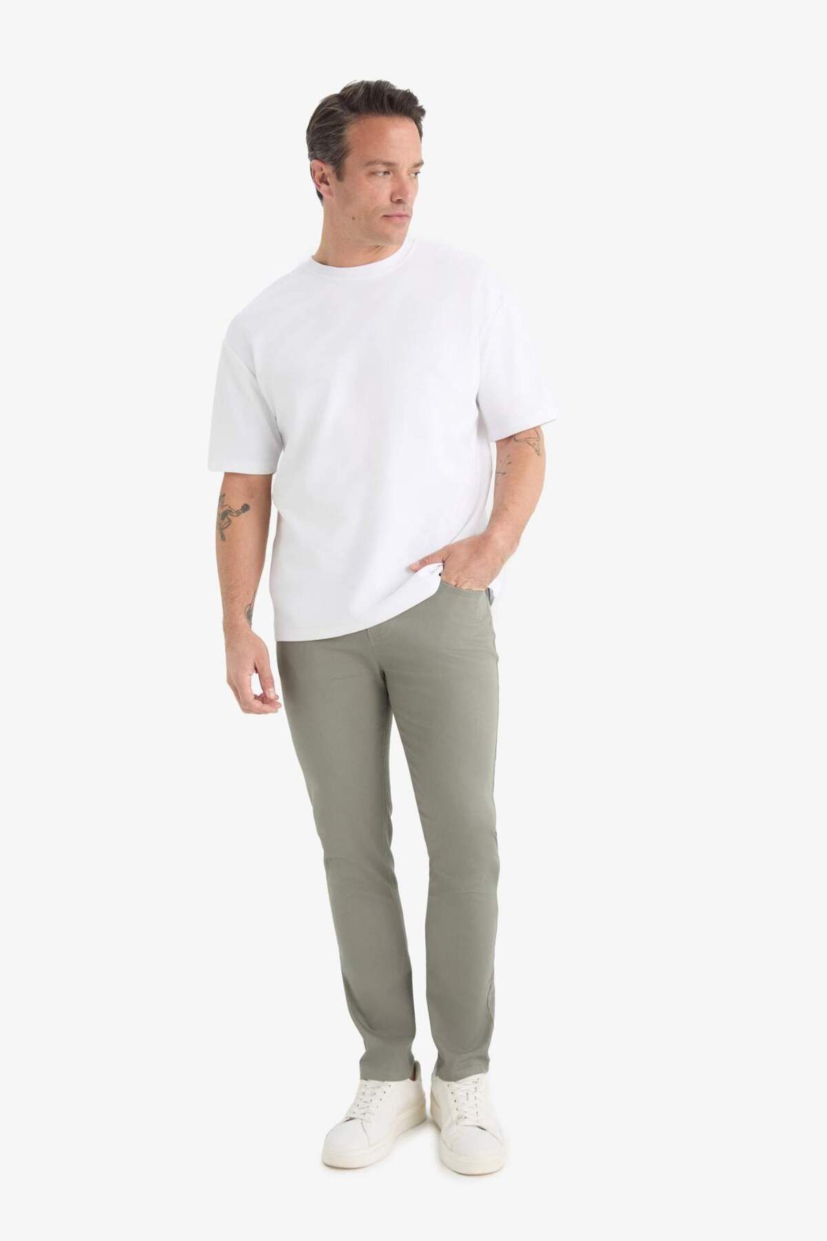 DeFacto Slim Fit Dar Kesim Dar Paça Cepli Dokulu Pantolon E7959AX25AU — خاکستری