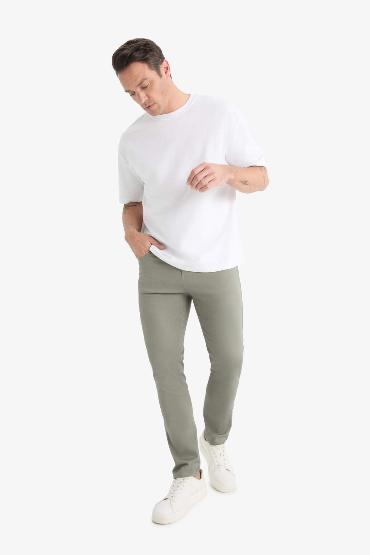 Slim Fit Dar Kesim Dar Paça Cepli Dokulu Pantolon E7959AX25AU — خاکستری — تصویر 2 از 6