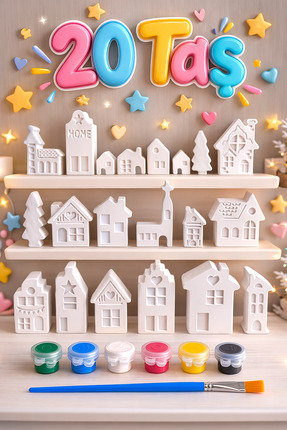 Atölye yüksel Mega Şehir Taş Boyama Seti =20 taş + 6 Renk Boya + fırça