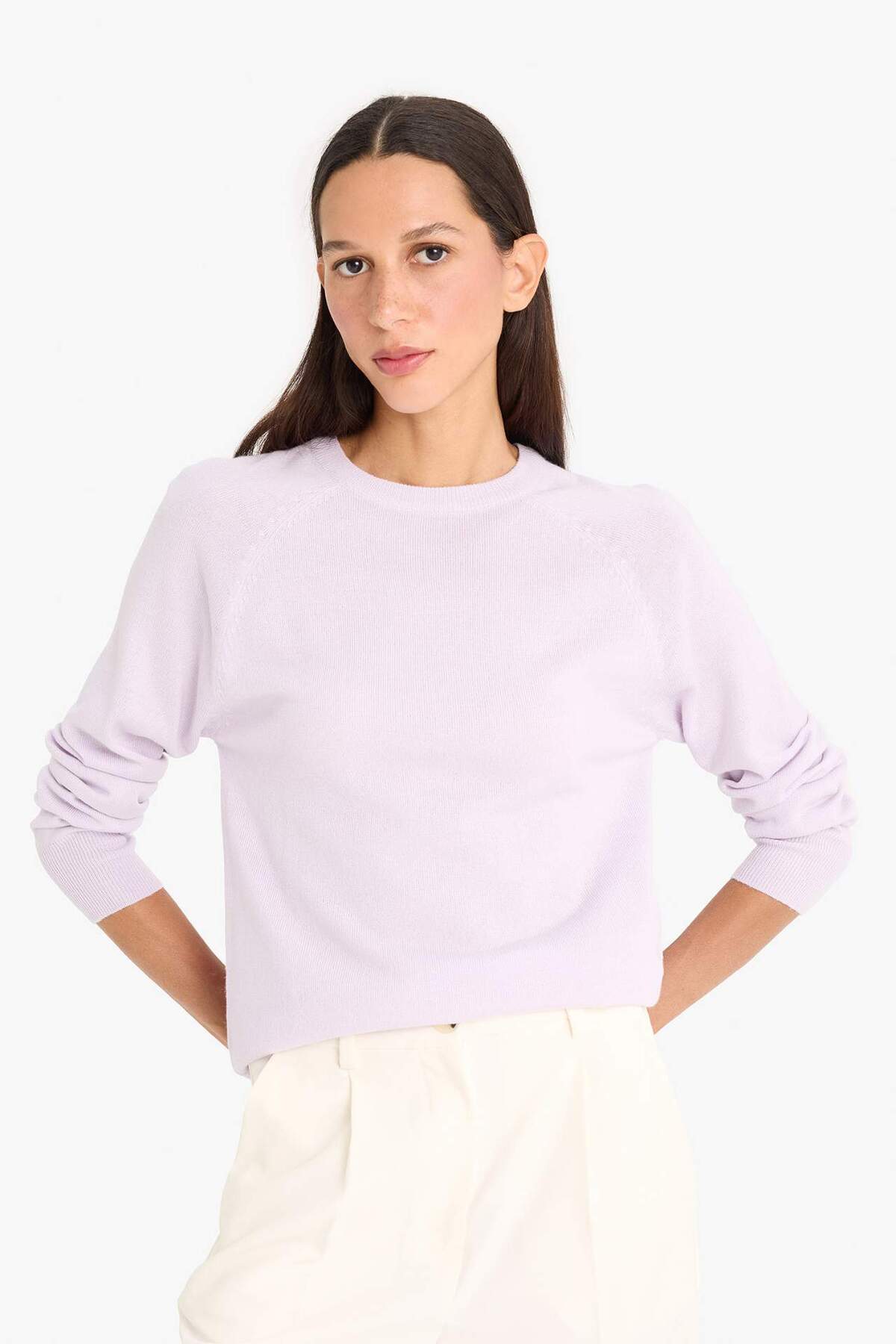 Defacto  Relax Fit Bisiklet Yaka Basic Düz Triko Kazak I6913AZ25WN - Görsel 3