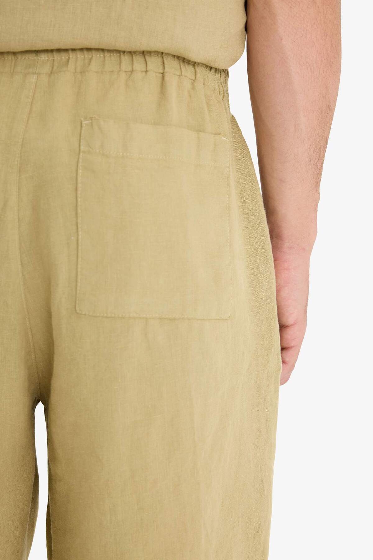 DeFacto %100 Keten Relax Fit Bermuda Şort F4599AX25HS görsel 7