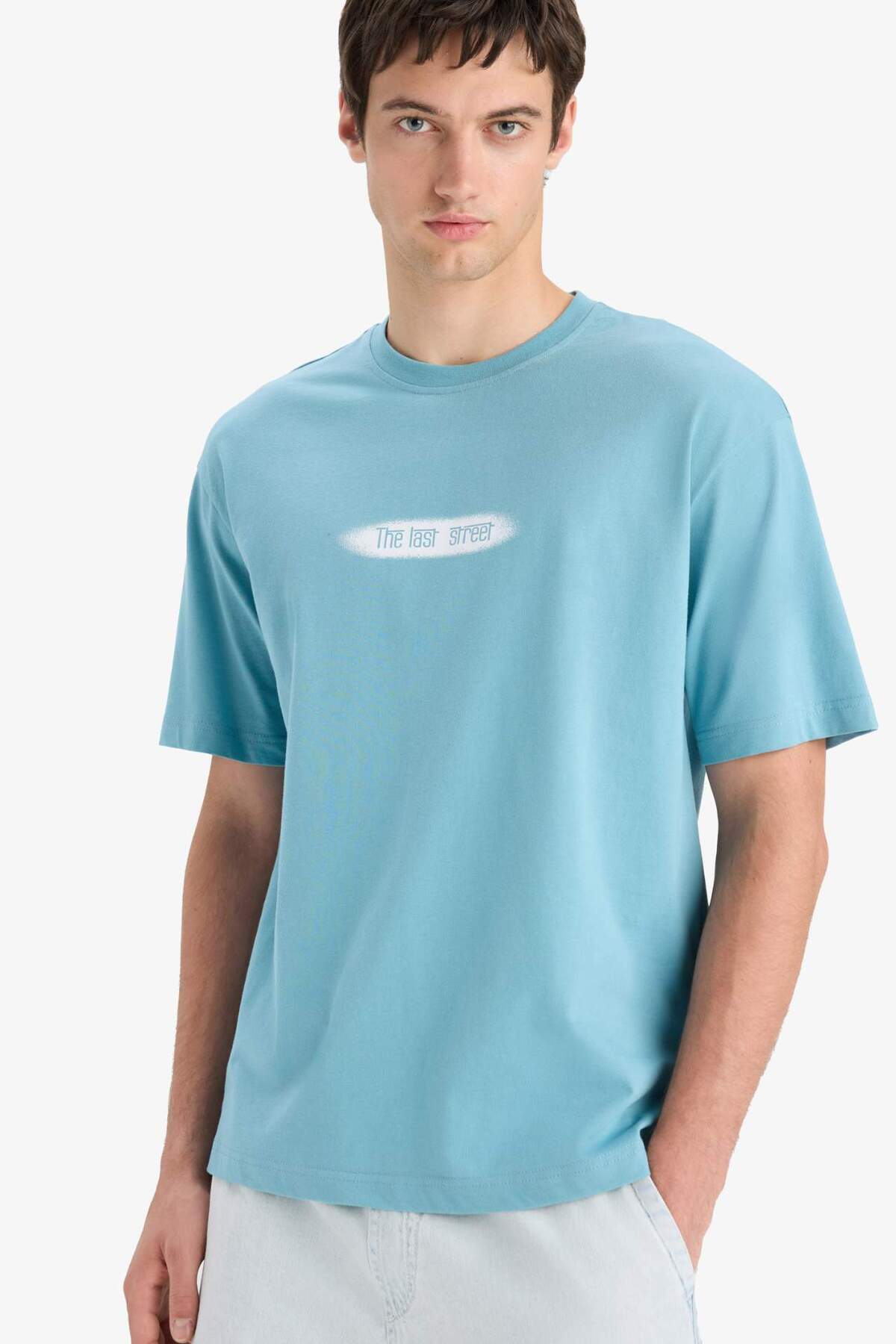 Defacto 100% Cotton Boxy Fit Crew Neck Printed Short Sleeve T-Shirt F6122Ax25Sm