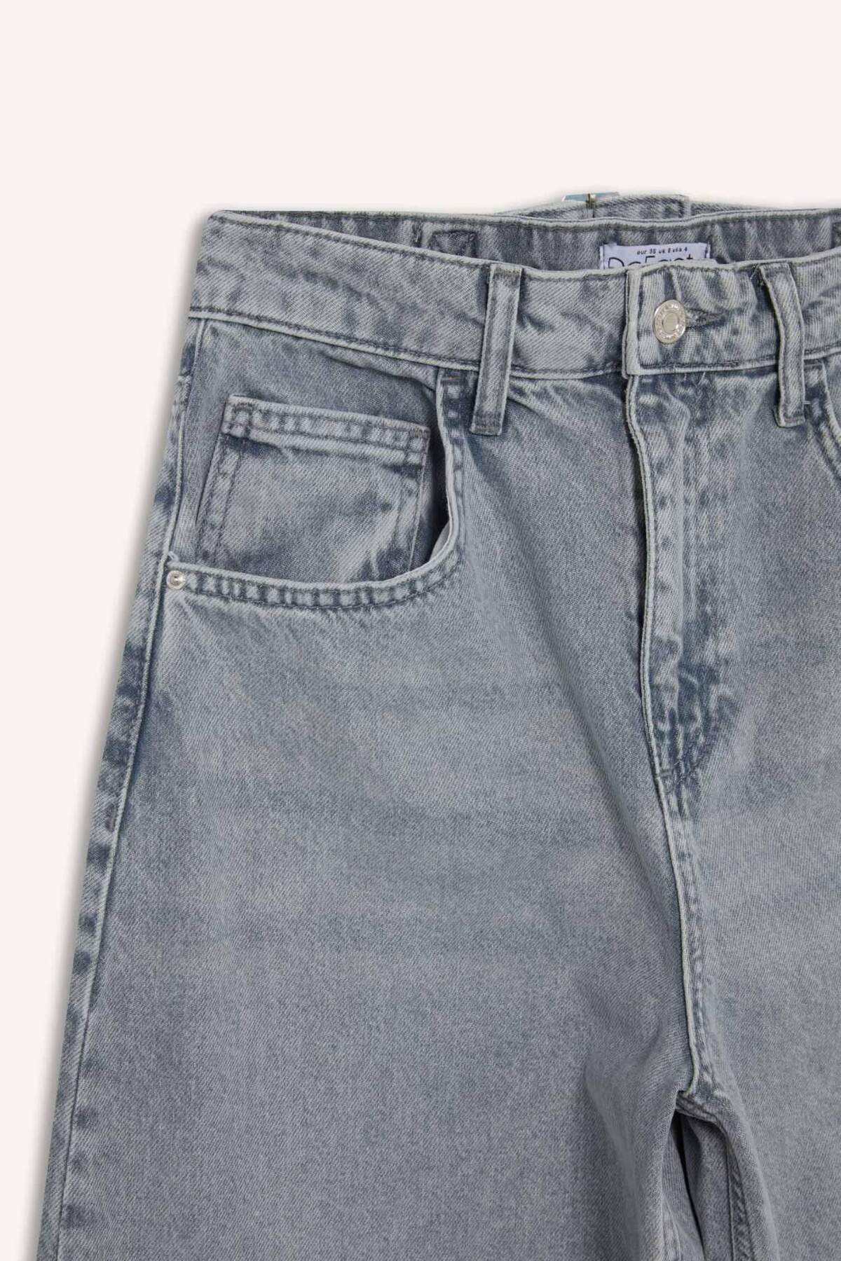 Defacto  %100 Pamuk Baggy Fıt Yüksek Bel Uzun Jean Pantolon E3186AX25SP - Görsel 8