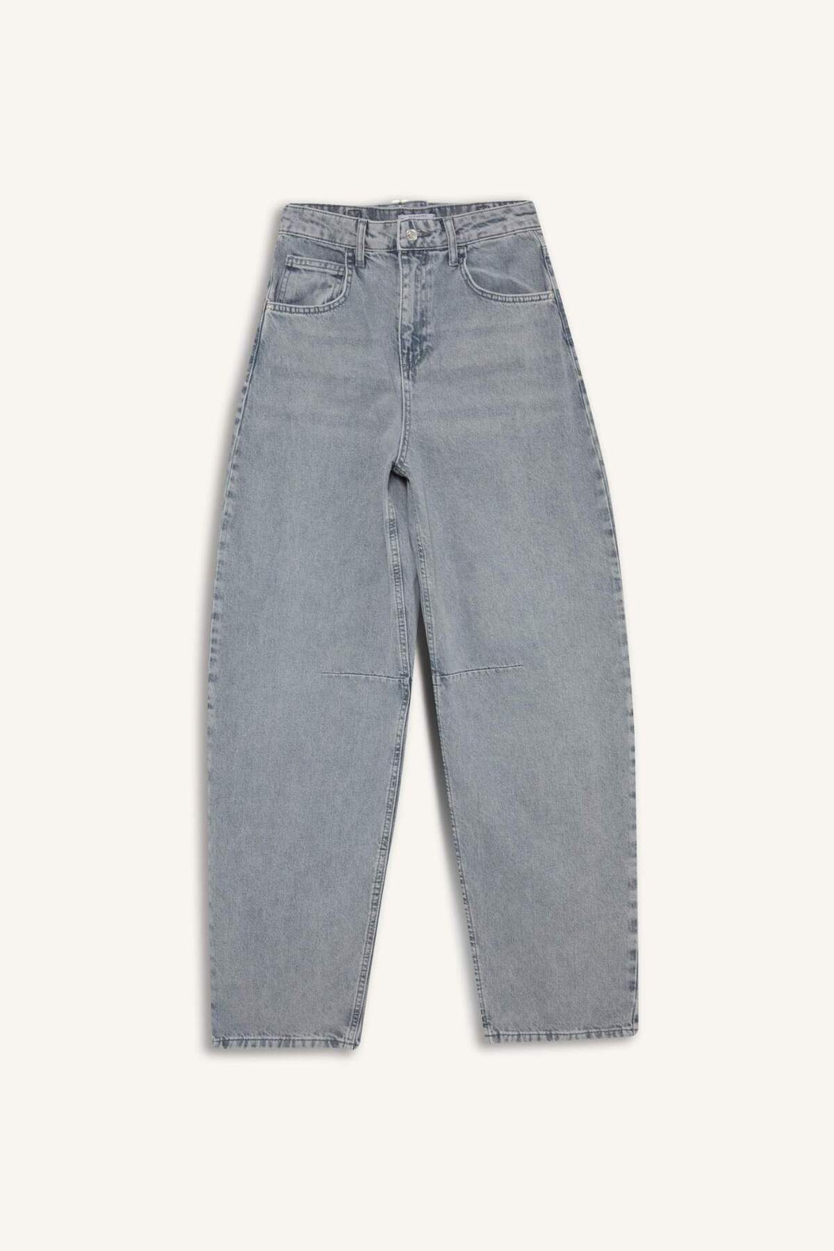 Defacto  %100 Pamuk Baggy Fıt Yüksek Bel Uzun Jean Pantolon E3186AX25SP - Görsel 7