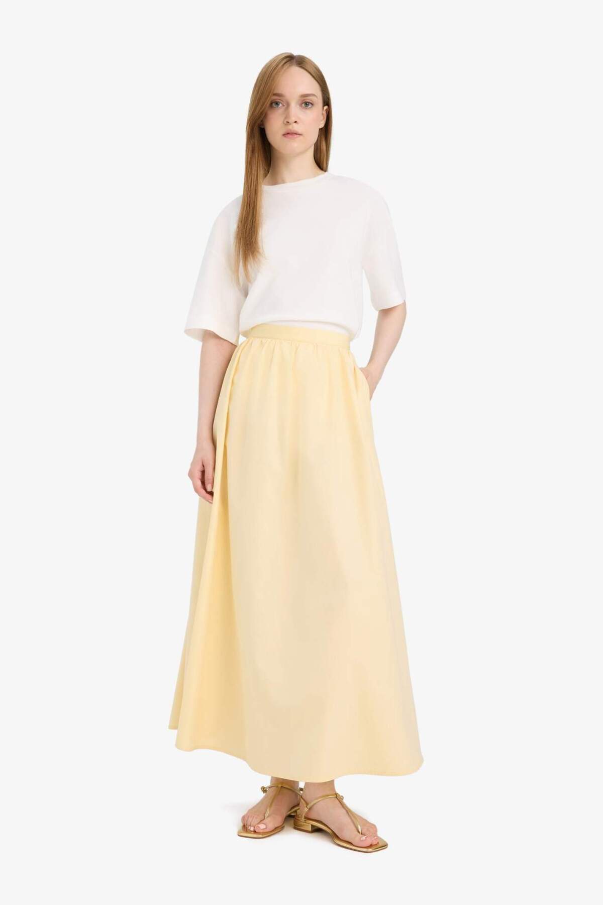 Defacto  A Kesim Cepli Poplin Maxi Etek E4369AX25SP - Görsel 2