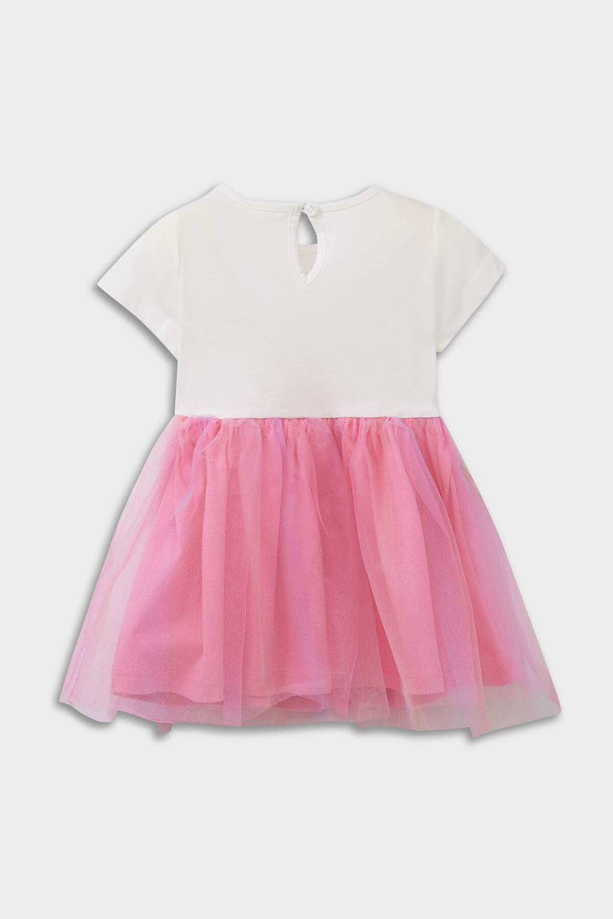 Defacto Unicorn Baskılı Kısa Kollu Yazlık Tül Elbise Kız Bebek E8723A525SM fotoğrafı 3 (önizleme)