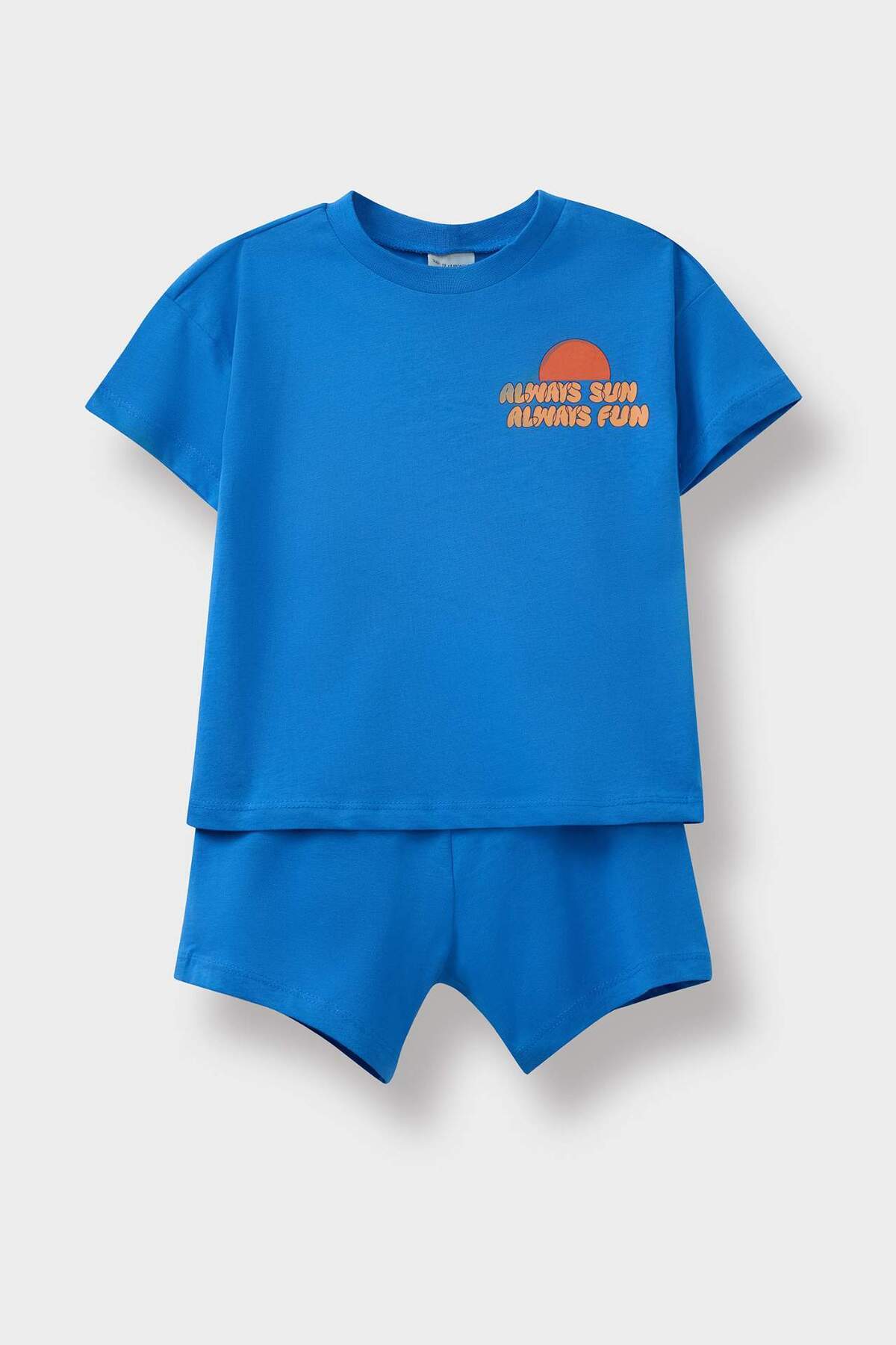 Defacto 2'li Takım Baskılı Kısa Kollu Tişört Şort Erkek Bebek E6818A525SM fotoğrafı 4 (önizleme)