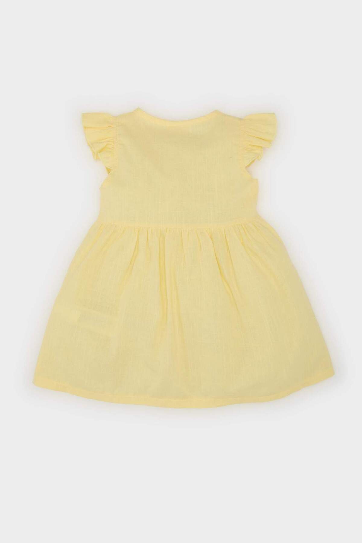 Defacto Basic Düz Kısa Kollu Flamlı Poplin Yazlık Elbise Kız Bebek Z7402A225SM fotoğrafı 5 (önizleme)