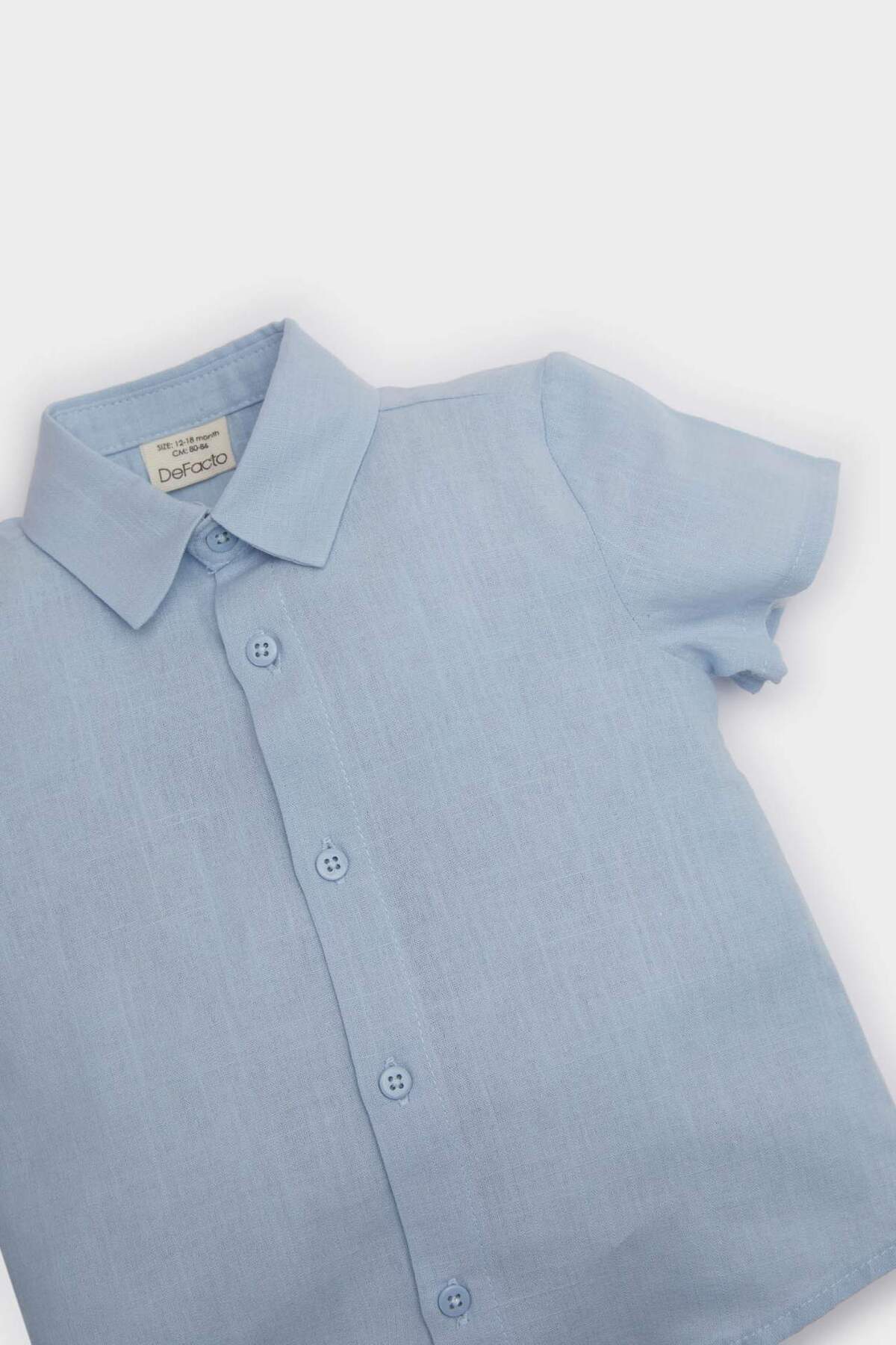 Defacto Flamlı Poplin Kısa Kollu Gömlek Erkek Bebek E7749A525SM fotoğrafı 3 (önizleme)