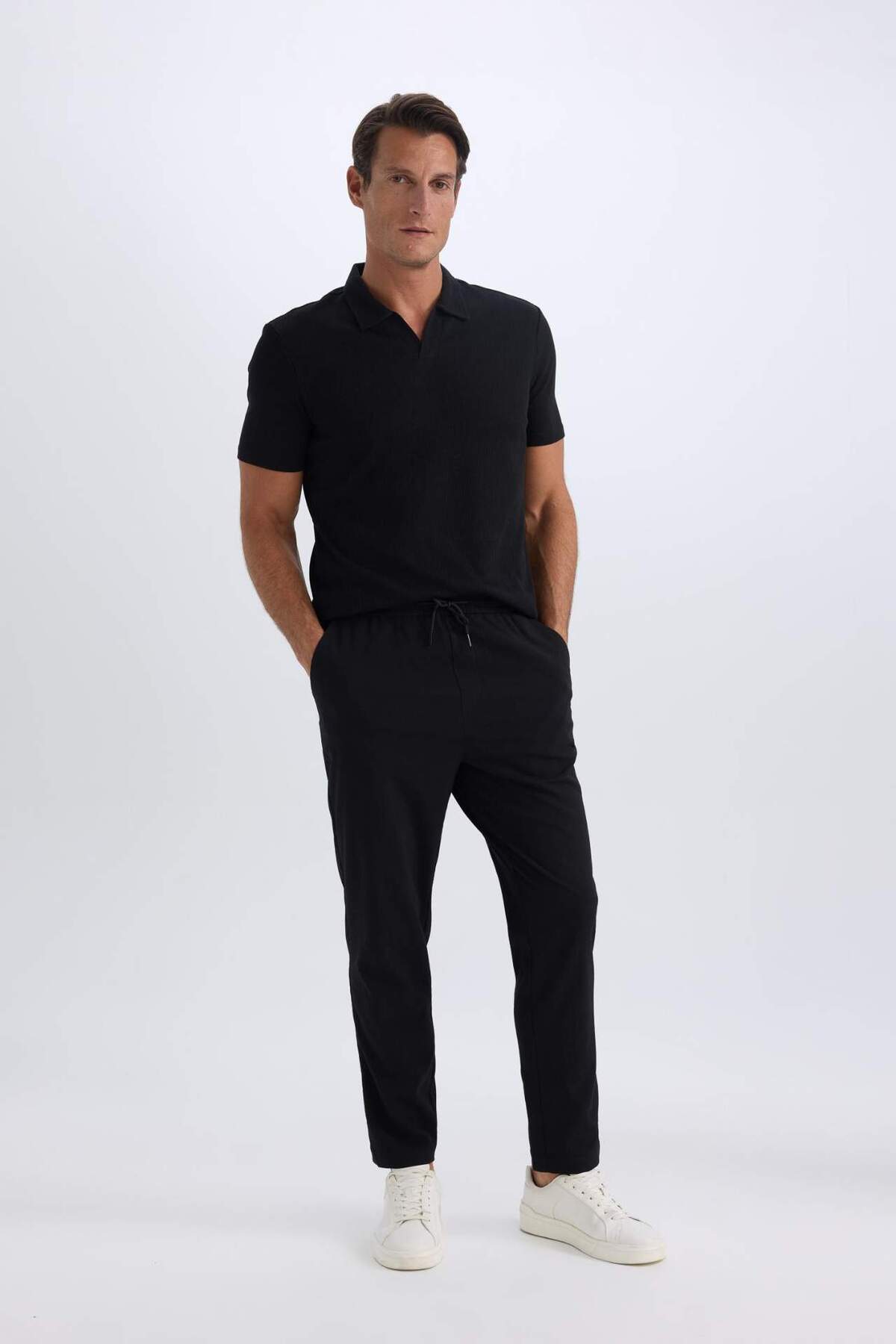 Relax Fit Comfortable Cut Straight Leg Crinkle Summer Fabric Pants C3930AX25SP