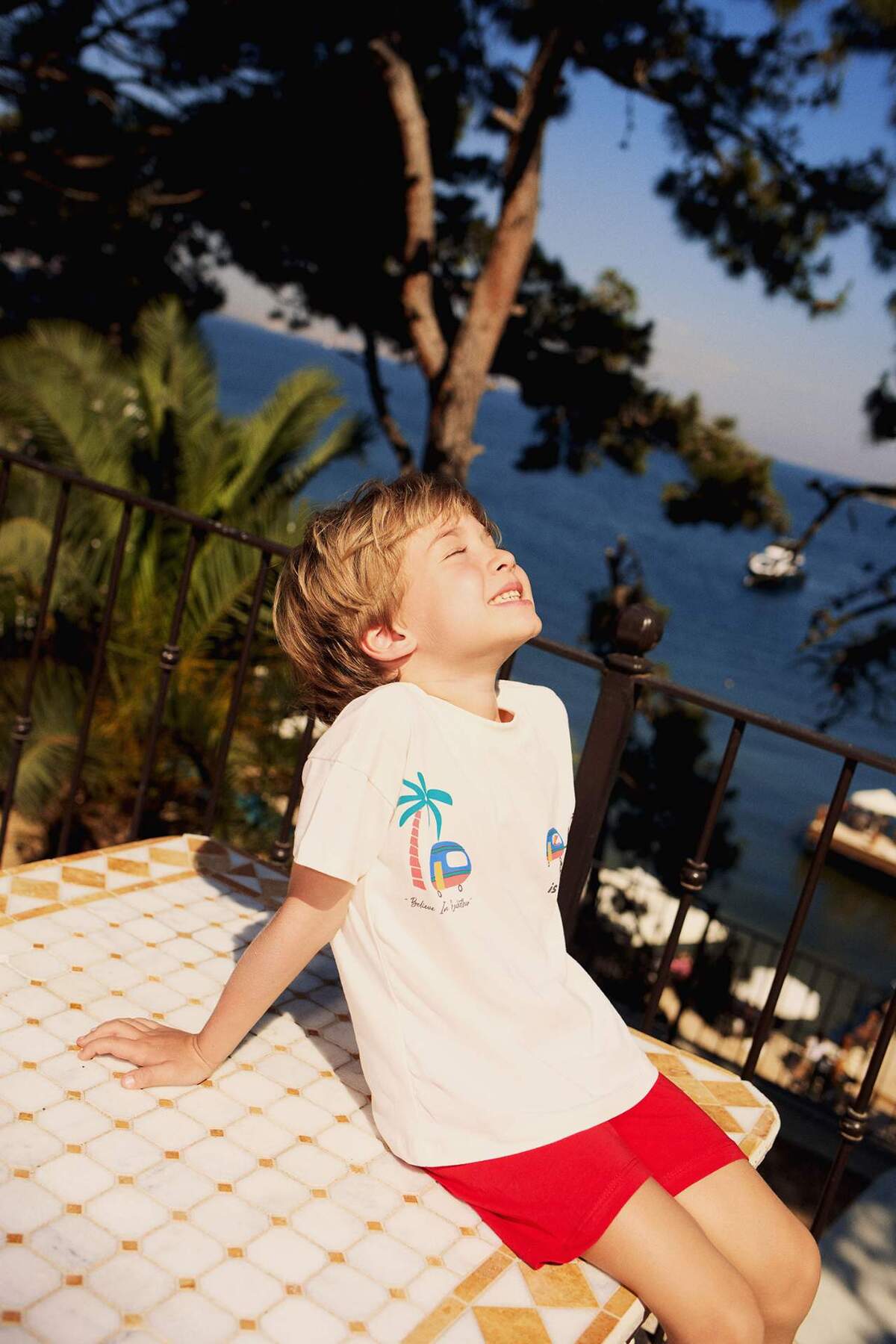 Defacto 2'li Takım Palmiye Baskılı Kısa Kollu Tişört Beli Lastikli Şort Alt Erkek Bebek E6813A525SM fotoğrafı 2 (önizleme)