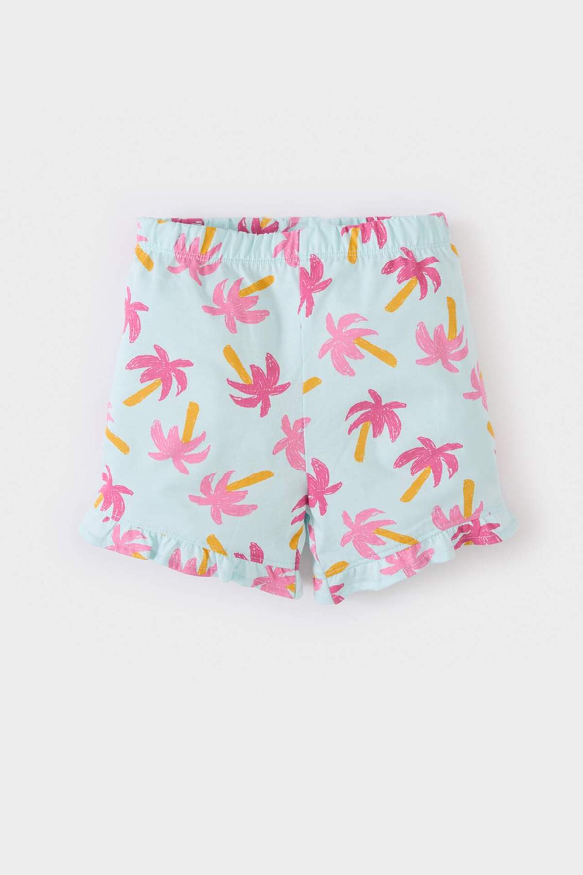 Defacto 2'li Takım Palmiye Desenli Kısa Kollu Tişört Beli Lastikli Şort Kız Bebek E0689A525SM fotoğrafı 2 (önizleme)