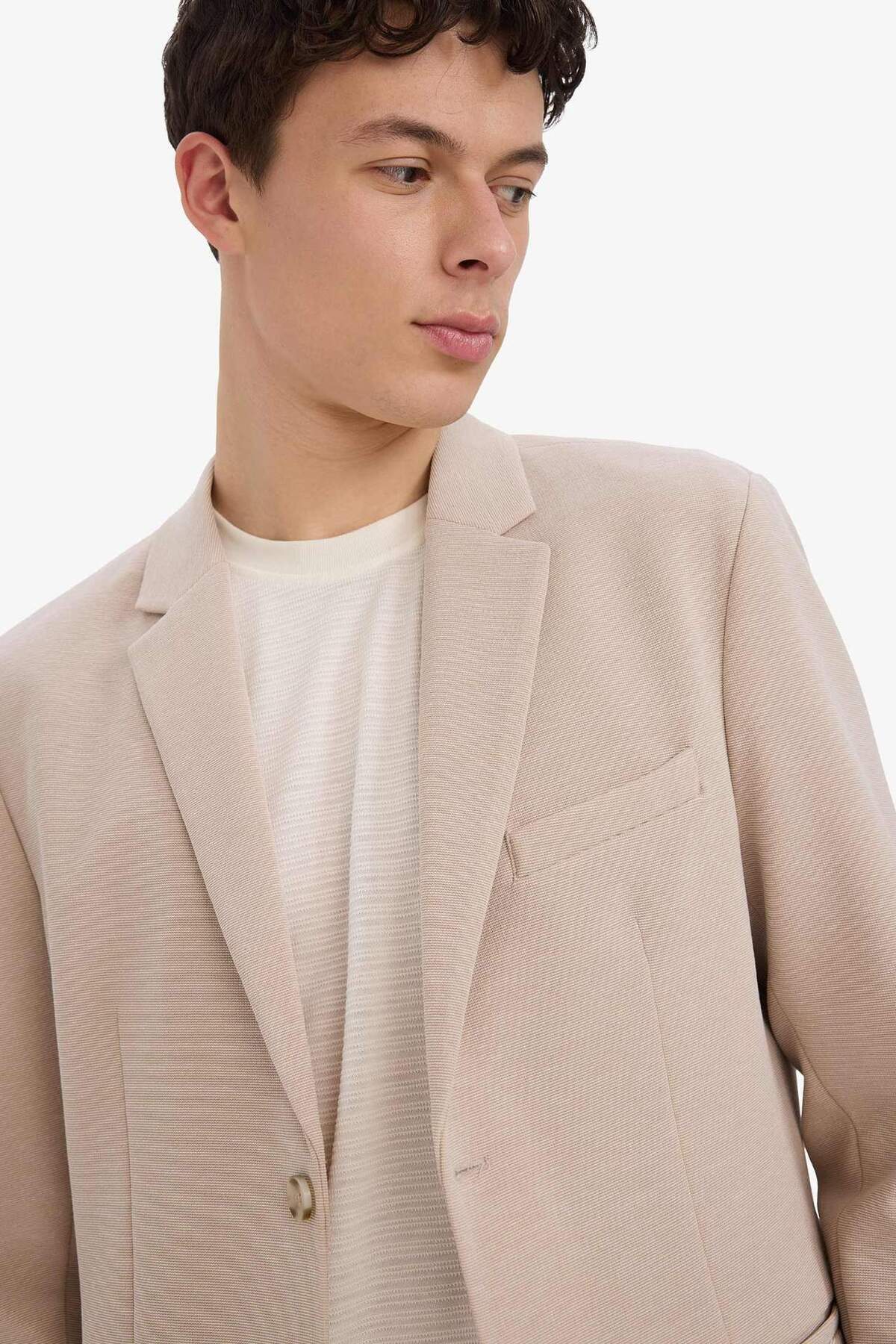 Defacto  Slim Fit Dar Kesim Yarım Astar Blazer Ceket E3447AX25SM - Görsel 5