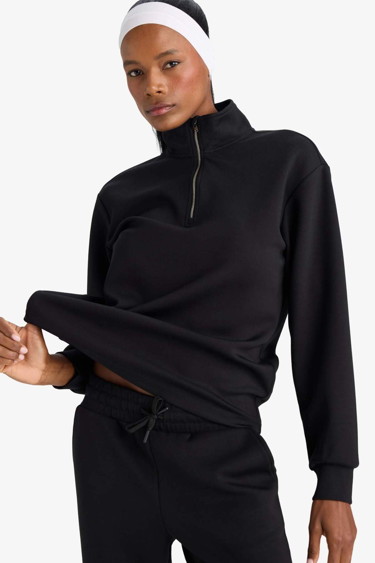 Defacto  Oversize Geniş Kalıp Yarım Fermuarlı Modal Sporcu Sweatshirt D7126AX25SP