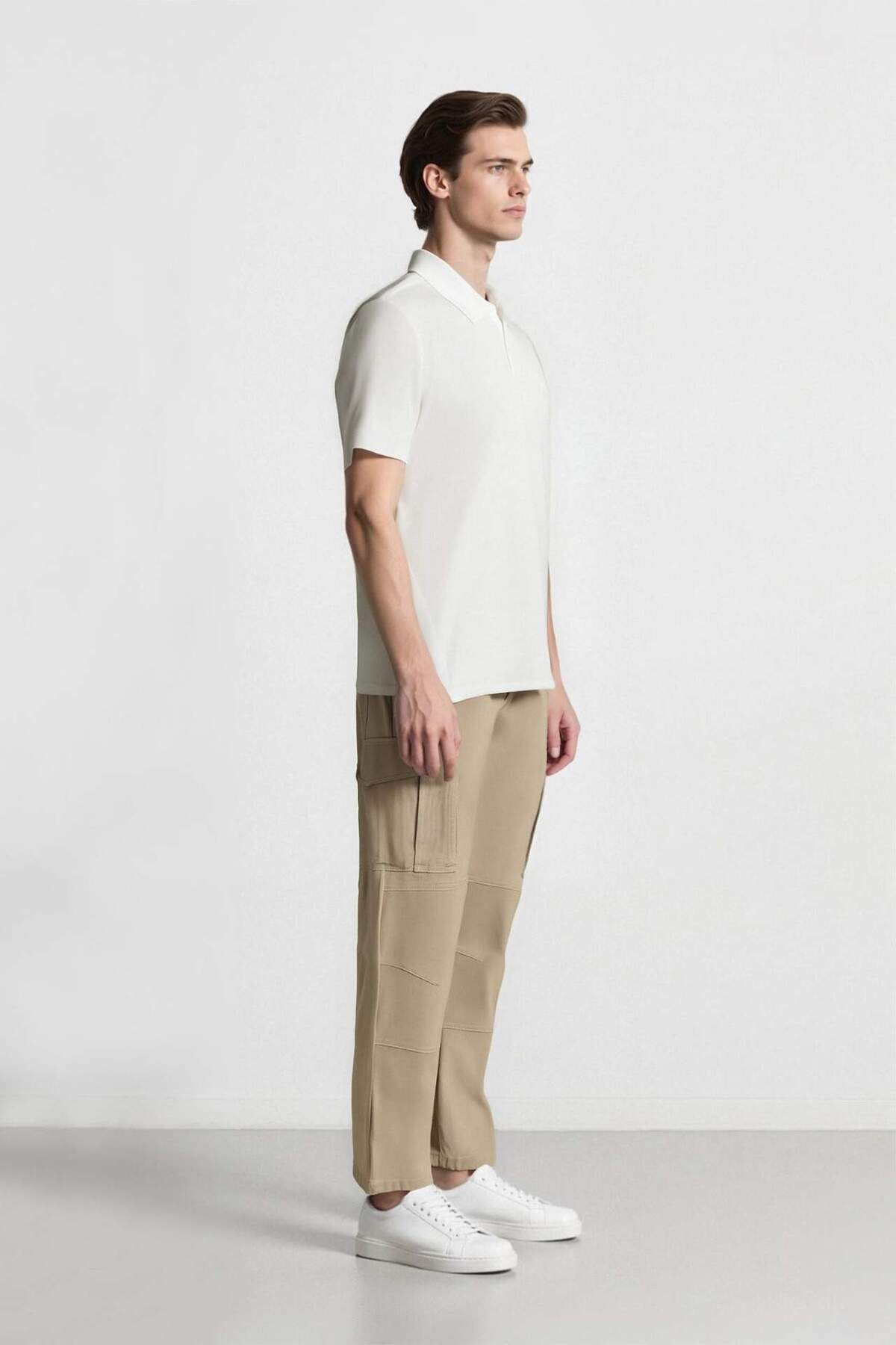 Wide Leg Bol Rahat Kesim Kargo Cepli Geniş Paça Gabardin Pantolon E5810AX25SP — بژ — تصویر 4 از 8