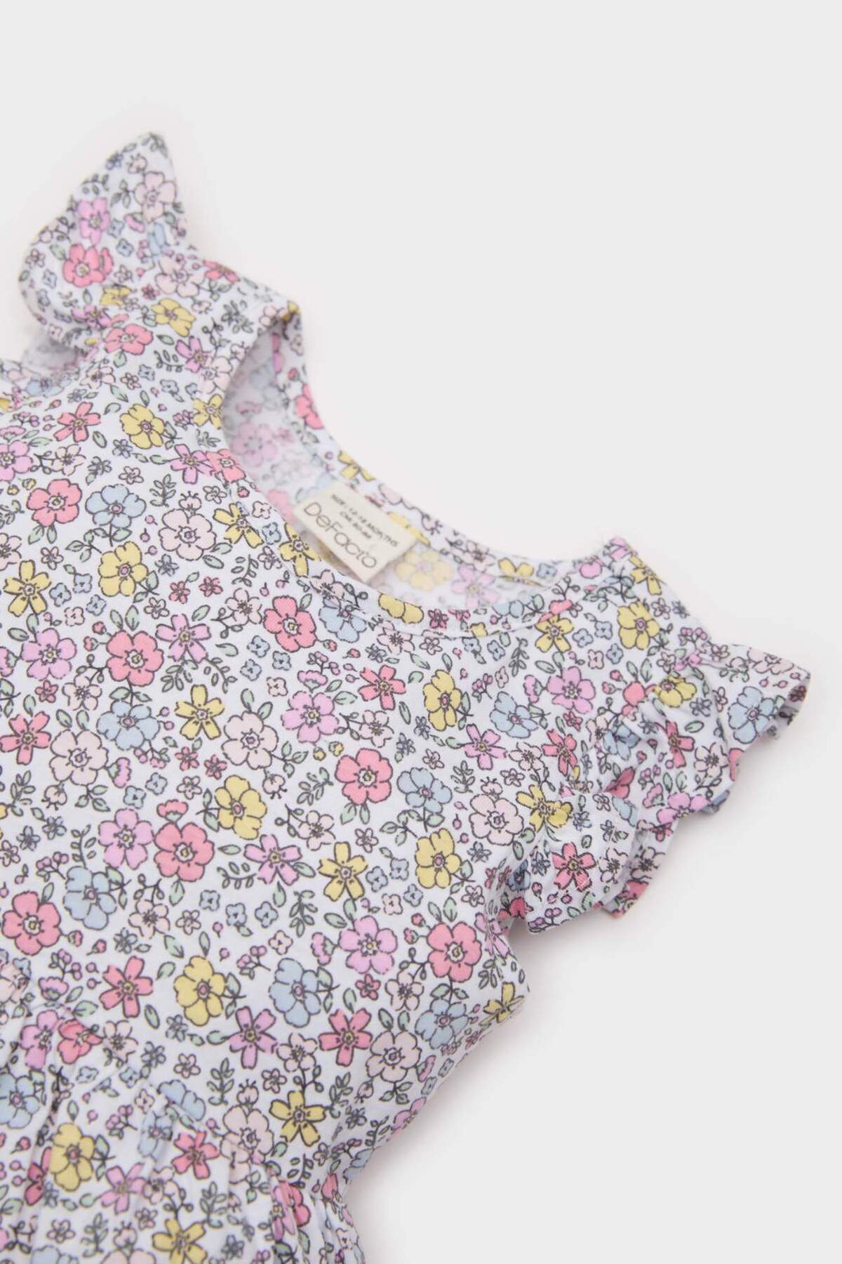 Defacto Çiçek Desenli Kısa Kollu Yazlık Elbise Kız Bebek A0136A525SM fotoğrafı 2 (önizleme)