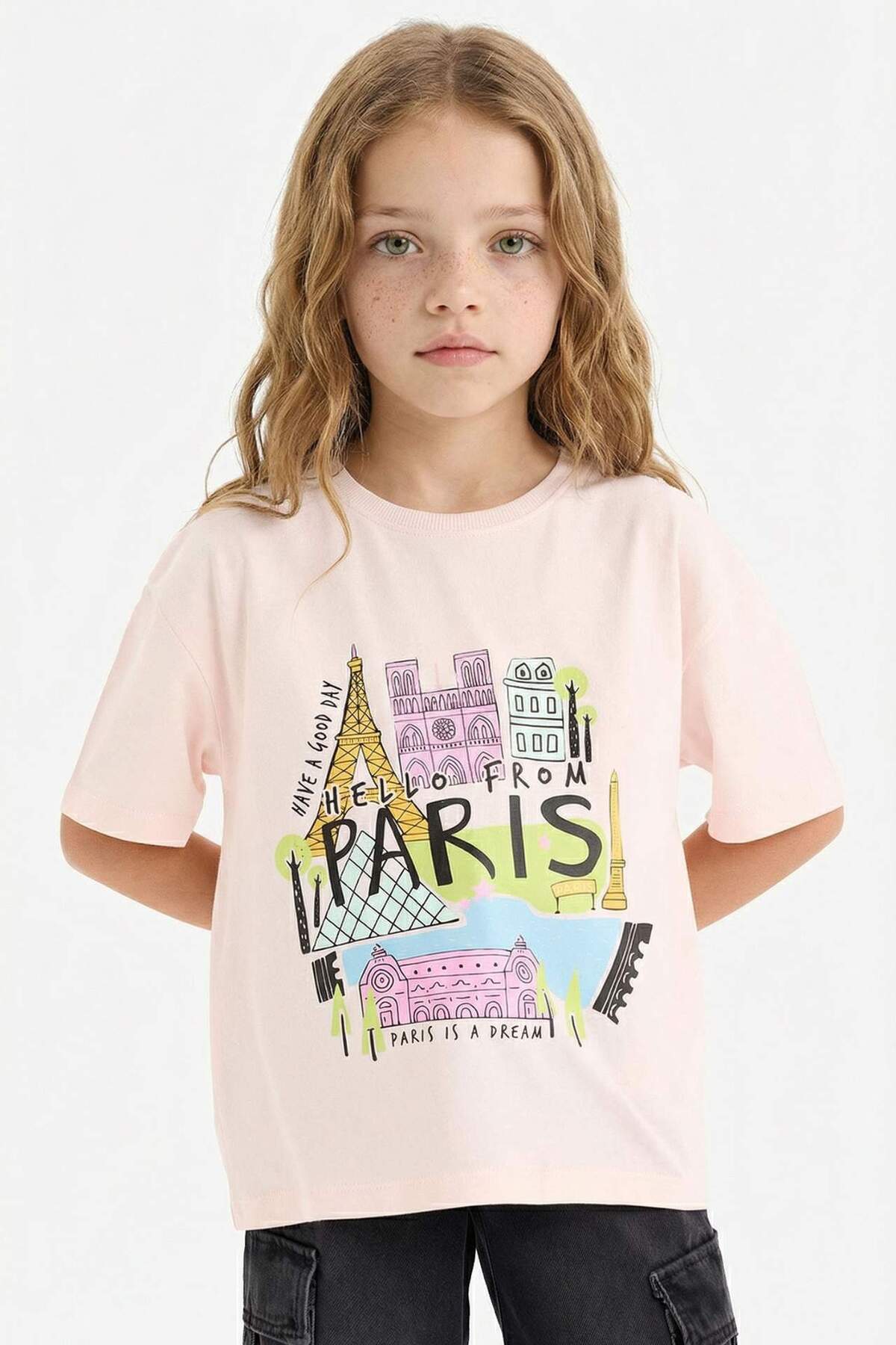 DeFacto Übergroßes, weit geschnittenes, bedrucktes Kurzarm-T-Shirt mit Rundha...