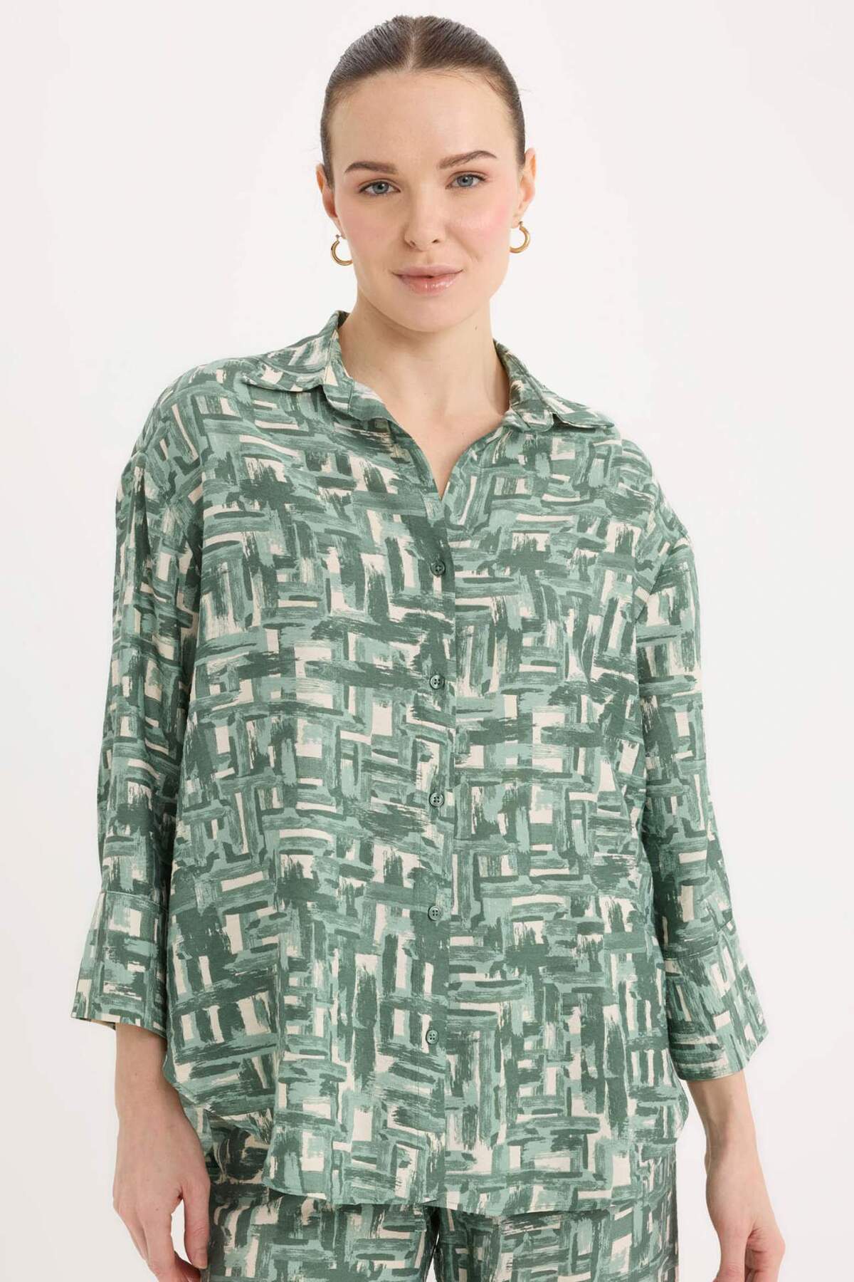 Defacto Regular Fit Patterned Long Sleeve Shirt C3818Ax25Sp