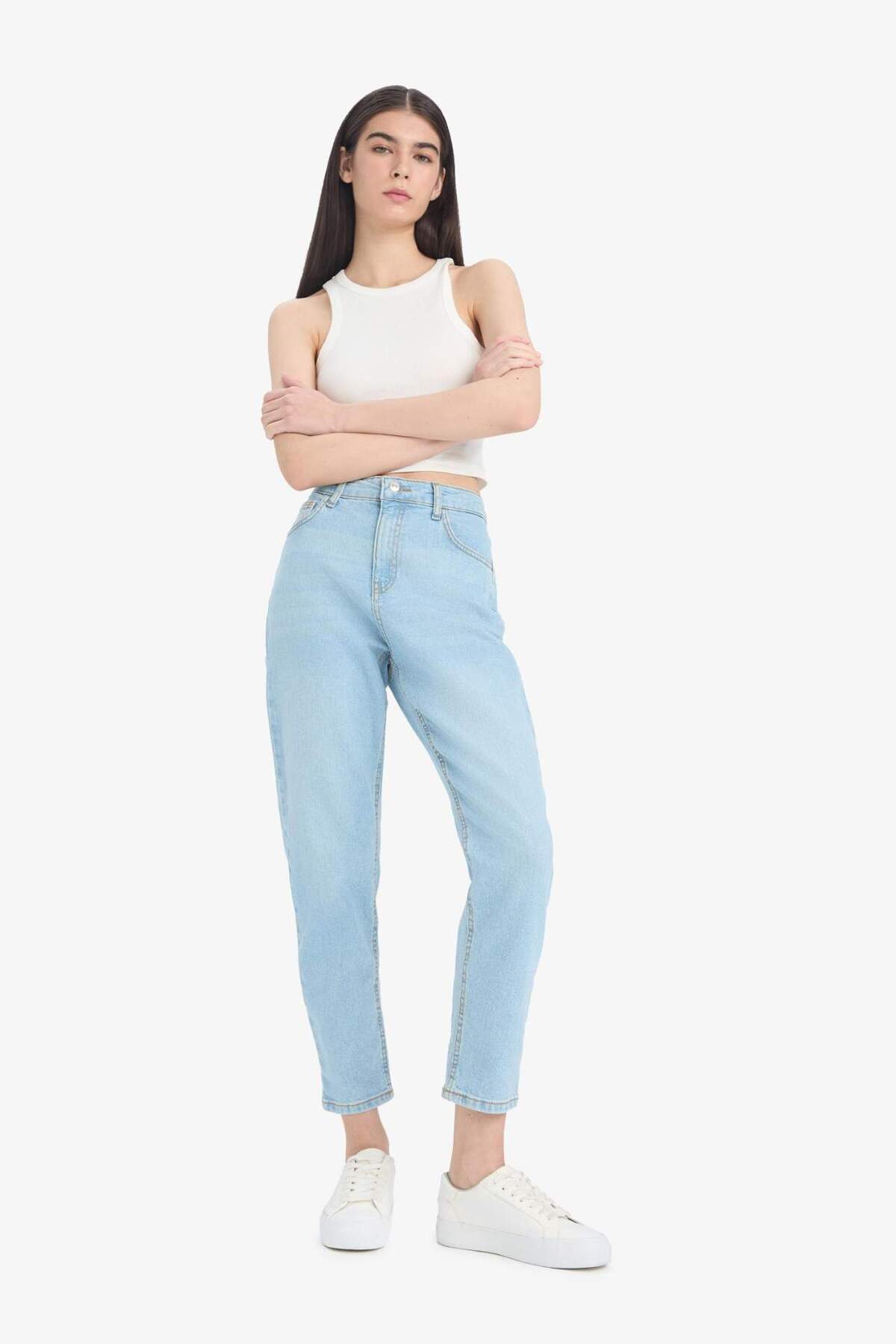 Defacto  Comfort Mom Yüksek Bel Kısa Paça Jean Pantolon E1677AX25SM - Görsel 3