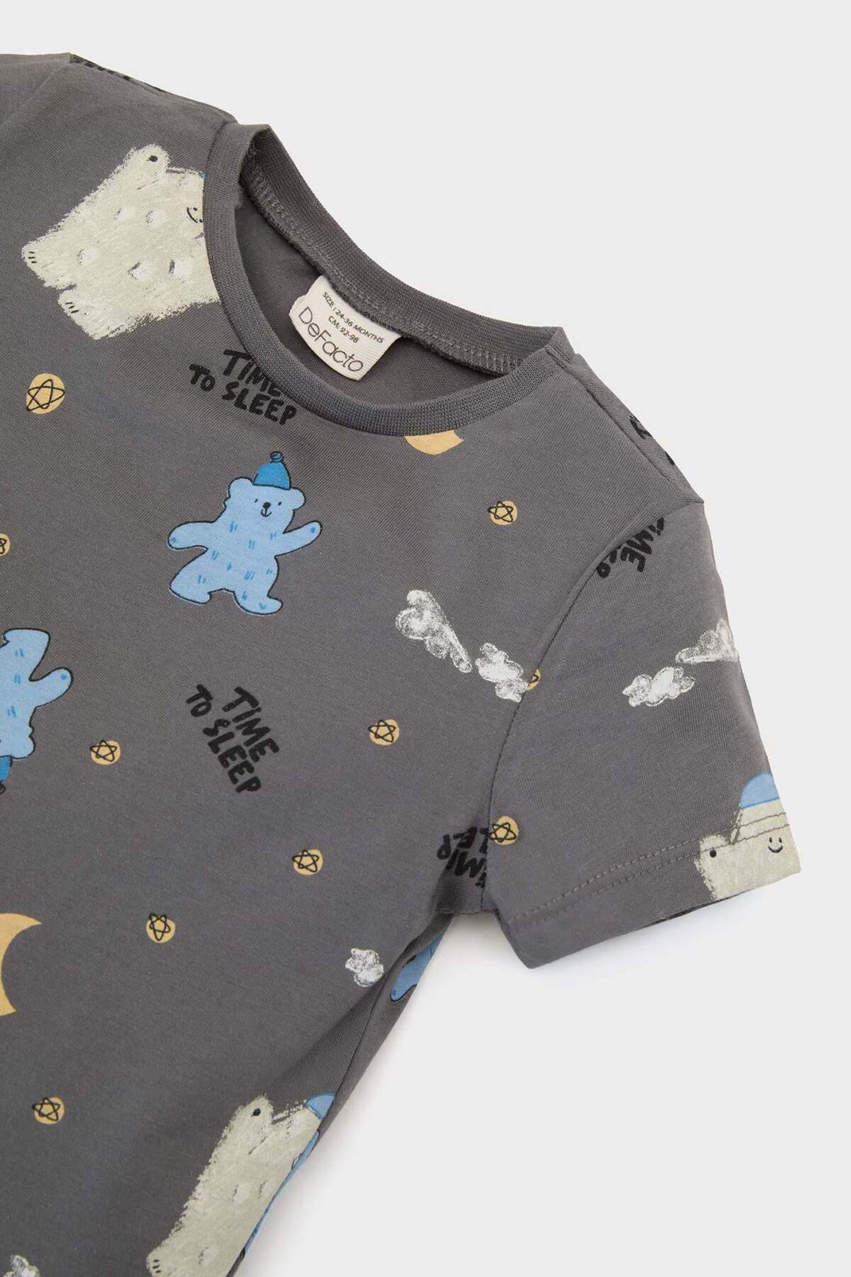Defacto %100 Pamuklu Desenli Beli Lastikli Pijama Takımı Erkek Bebek E1180A525HS fotoğrafı 5 (önizleme)