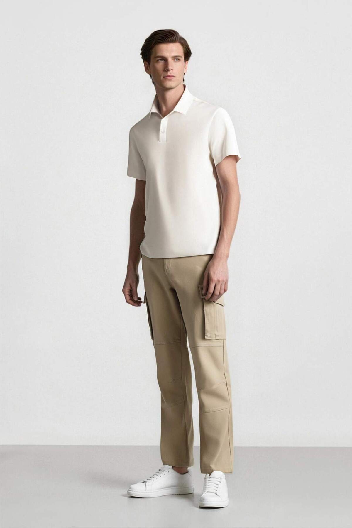 Wide Leg Bol Rahat Kesim Kargo Cepli Geniş Paça Gabardin Pantolon E5810AX25SP — بژ — تصویر 2 از 8