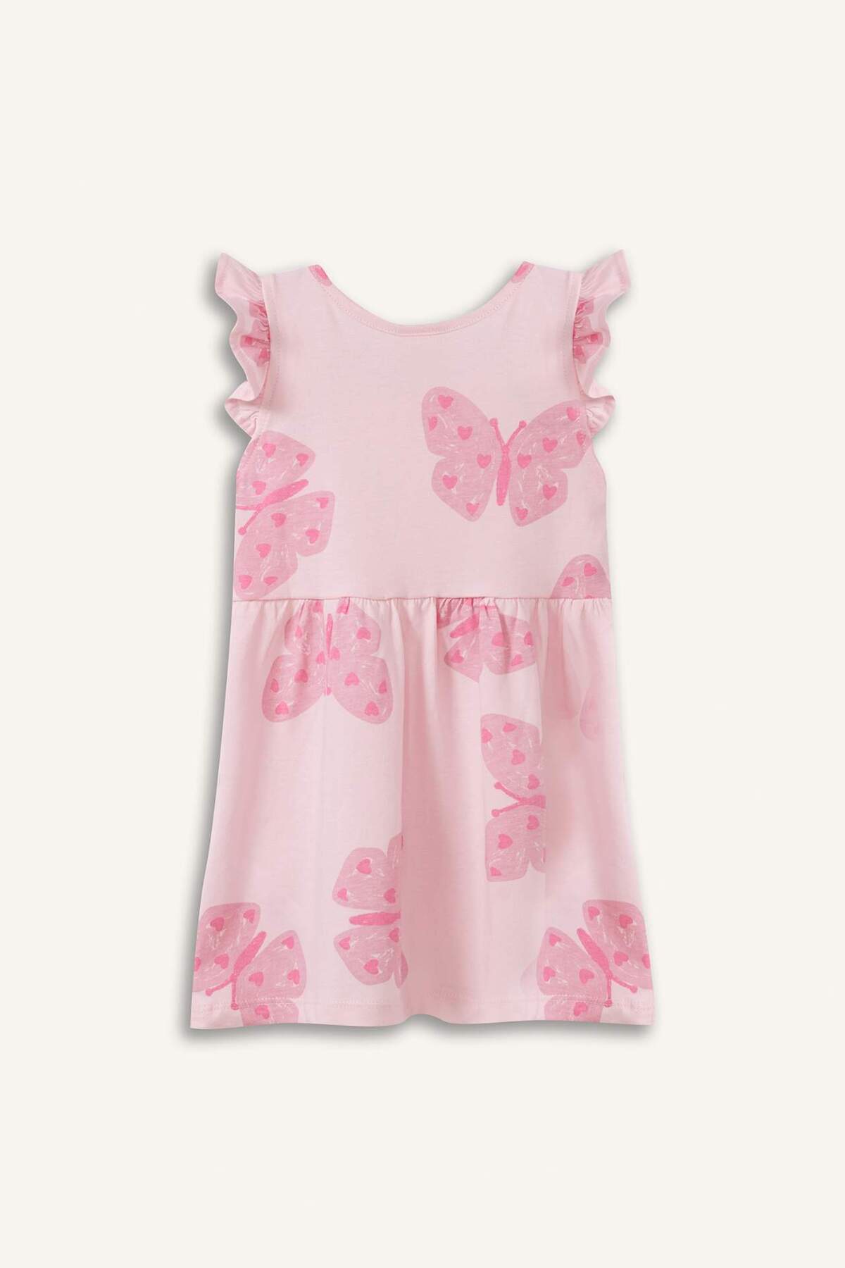 Defacto Kelebek Desenli Kısa Kollu Yazlık Elbise Kız Bebek A0136A525SM fotoğrafı 3 (önizleme)