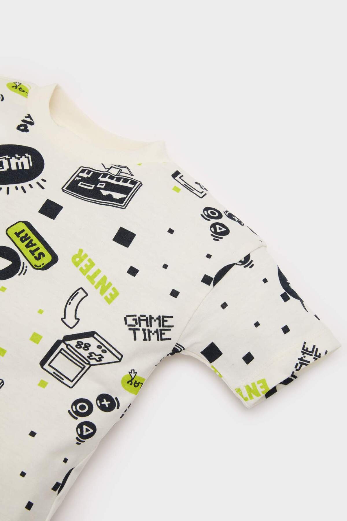 Defacto 2'li Takım Desenli Kısa Kollu Tişört Şort Erkek Bebek E8489A525SM fotoğrafı 3 (önizleme)