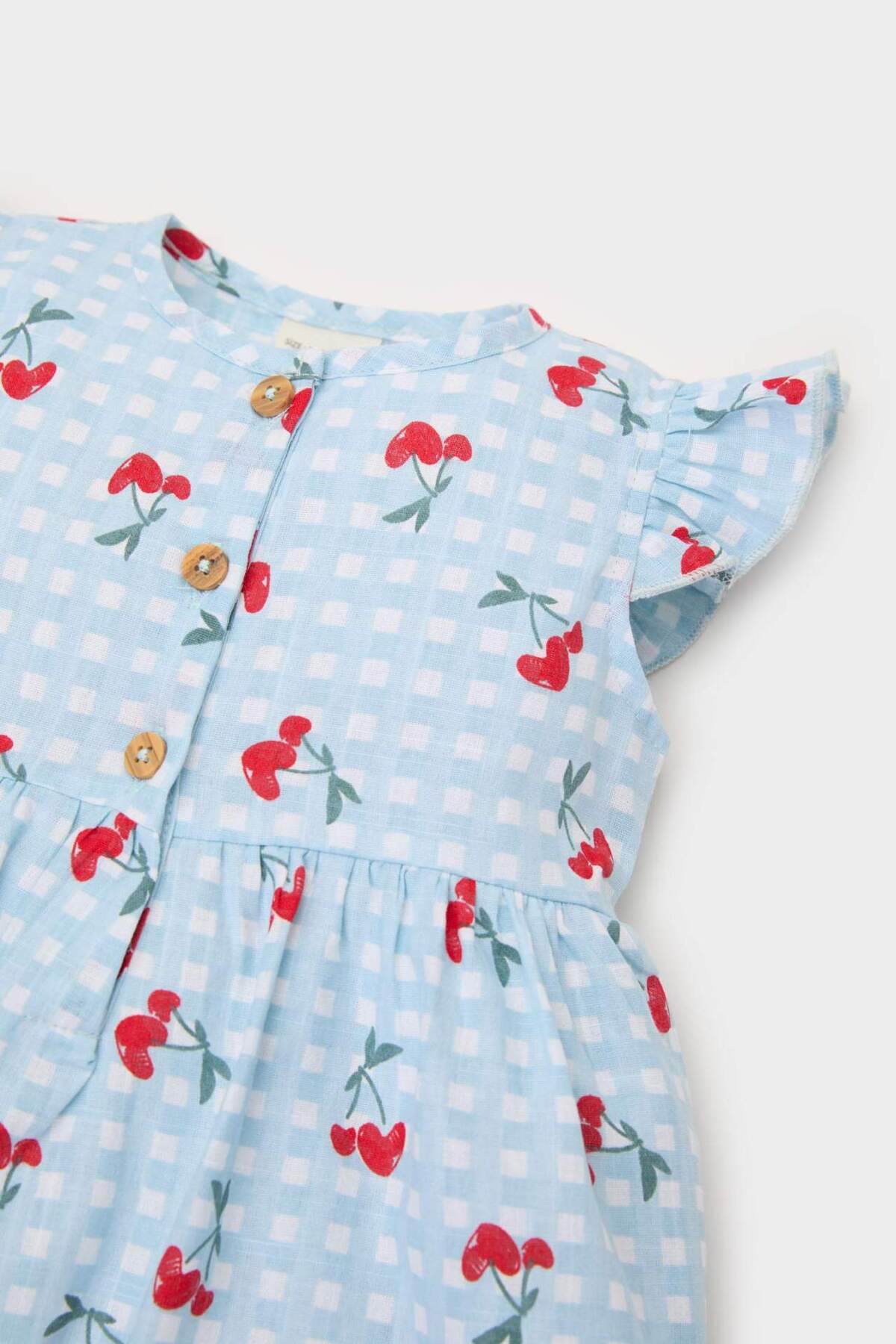 Defacto Desenli Kısa Kollu Flamlı Poplin Yazlık Elbise Kız Bebek E0645A525SM fotoğrafı 4 (önizleme)
