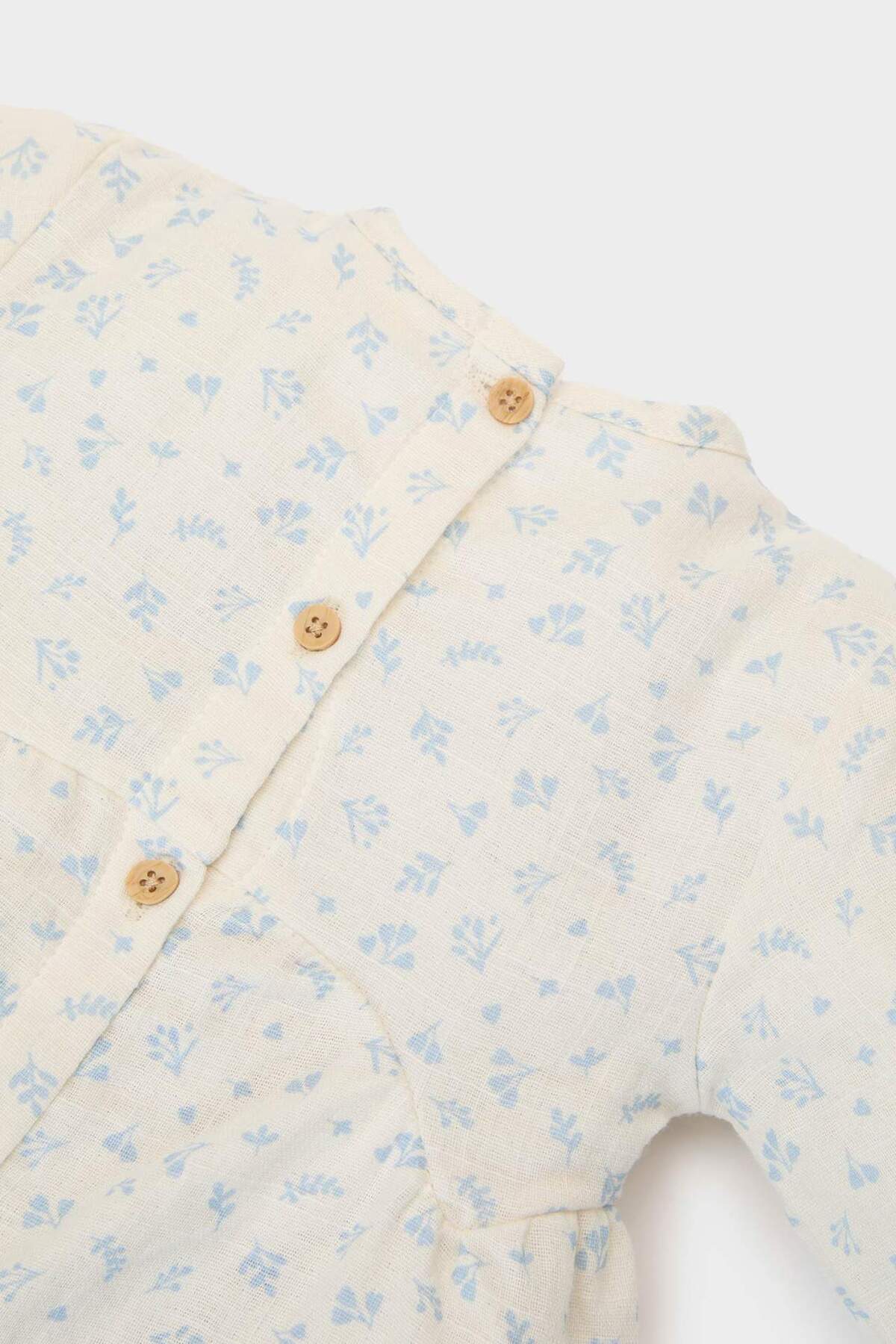 Defacto 2'li Takım Çiçekli Müslin Uzun Kollu Bluz Beli Lastikli Geniş Bol Paça Pantolon Kız Bebek E5708A525S fotoğrafı 5 (önizleme)