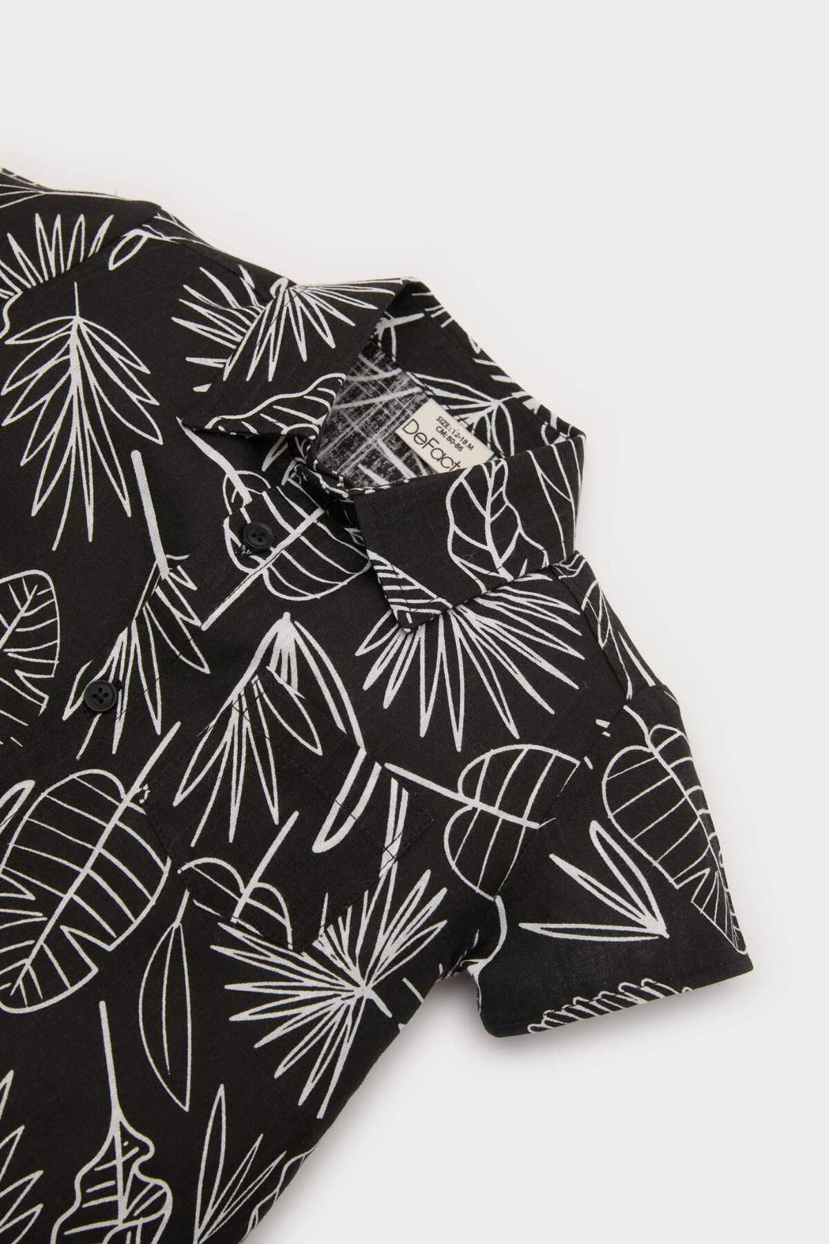 Defacto 2'li Takım Desenli Flamlı Poplin Kısa Kollu Gömlek Beli Lastikli Şort Erkek Bebek E8173A525SM fotoğrafı 3 (önizleme)