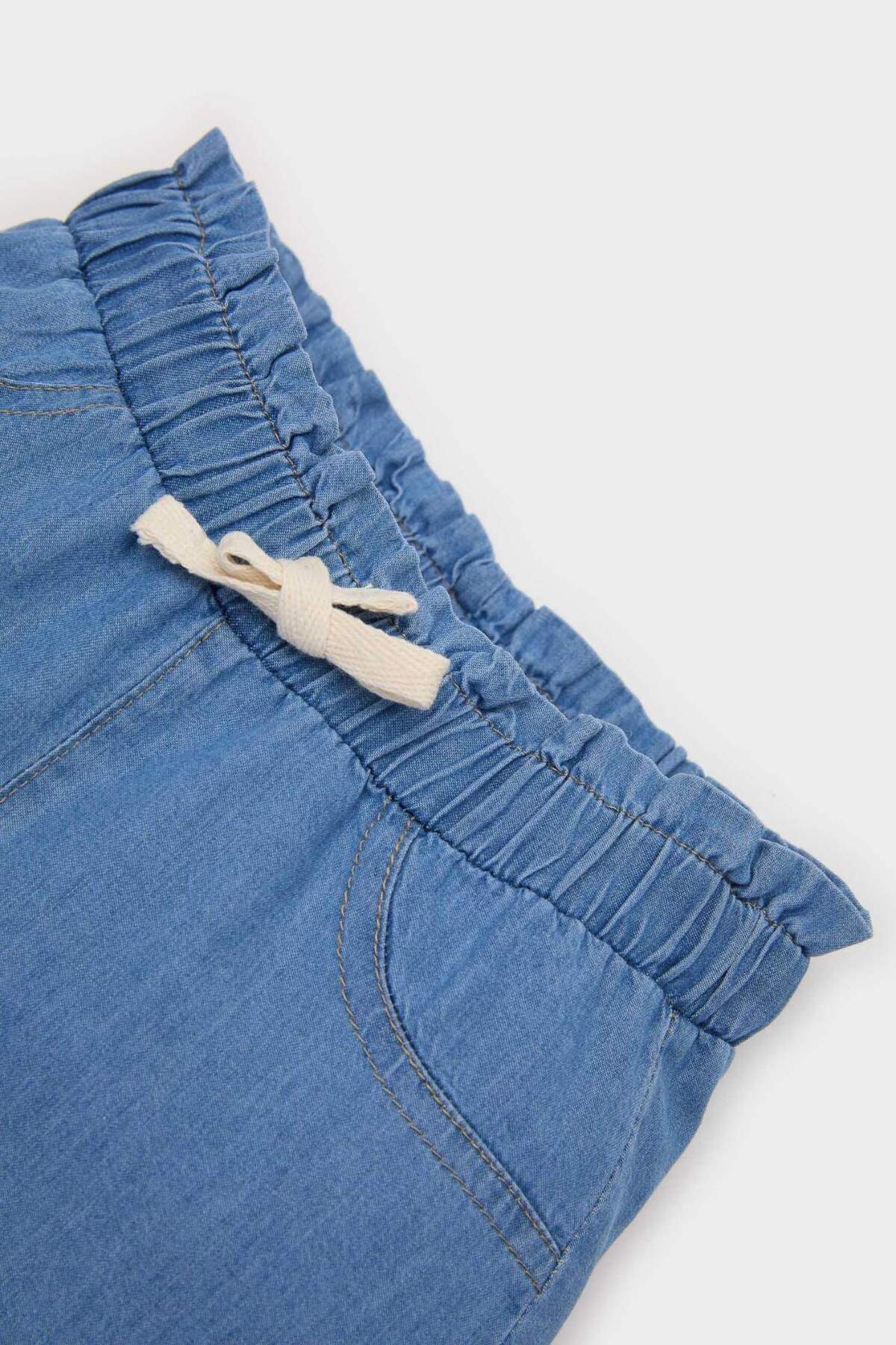 Defacto Beli Lastikli Jean Şort Kız Bebek E5245A525SM fotoğrafı 3 (önizleme)