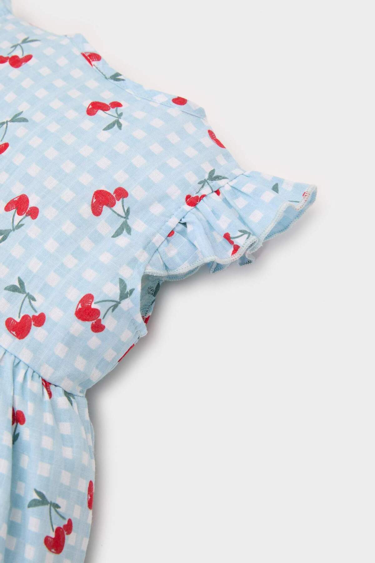 Defacto Desenli Kısa Kollu Flamlı Poplin Yazlık Elbise Kız Bebek E0645A525SM fotoğrafı 6 (önizleme)