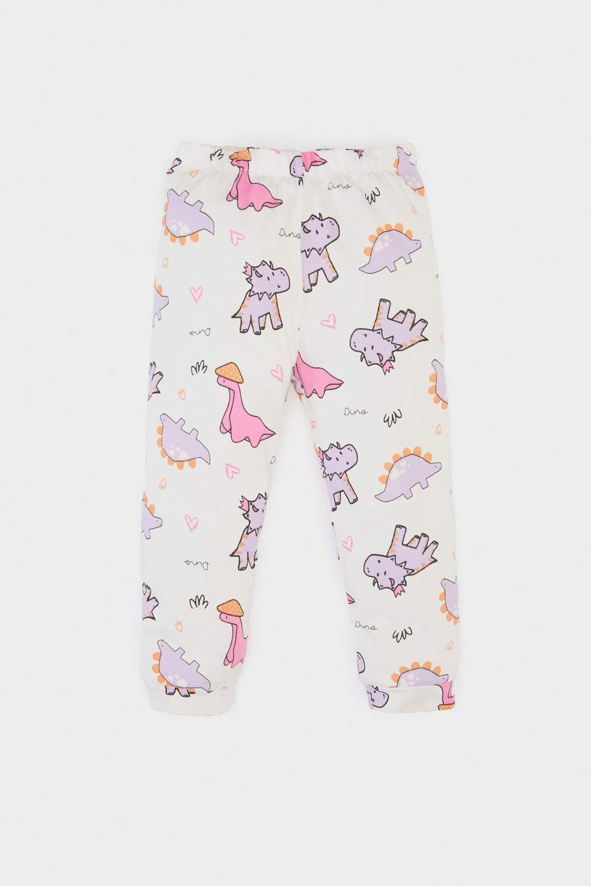 Defacto %100 Pamuklu Dinozor Baskılı Pijama Takımı Kız Bebek E1547A525SM fotoğrafı 4 (önizleme)