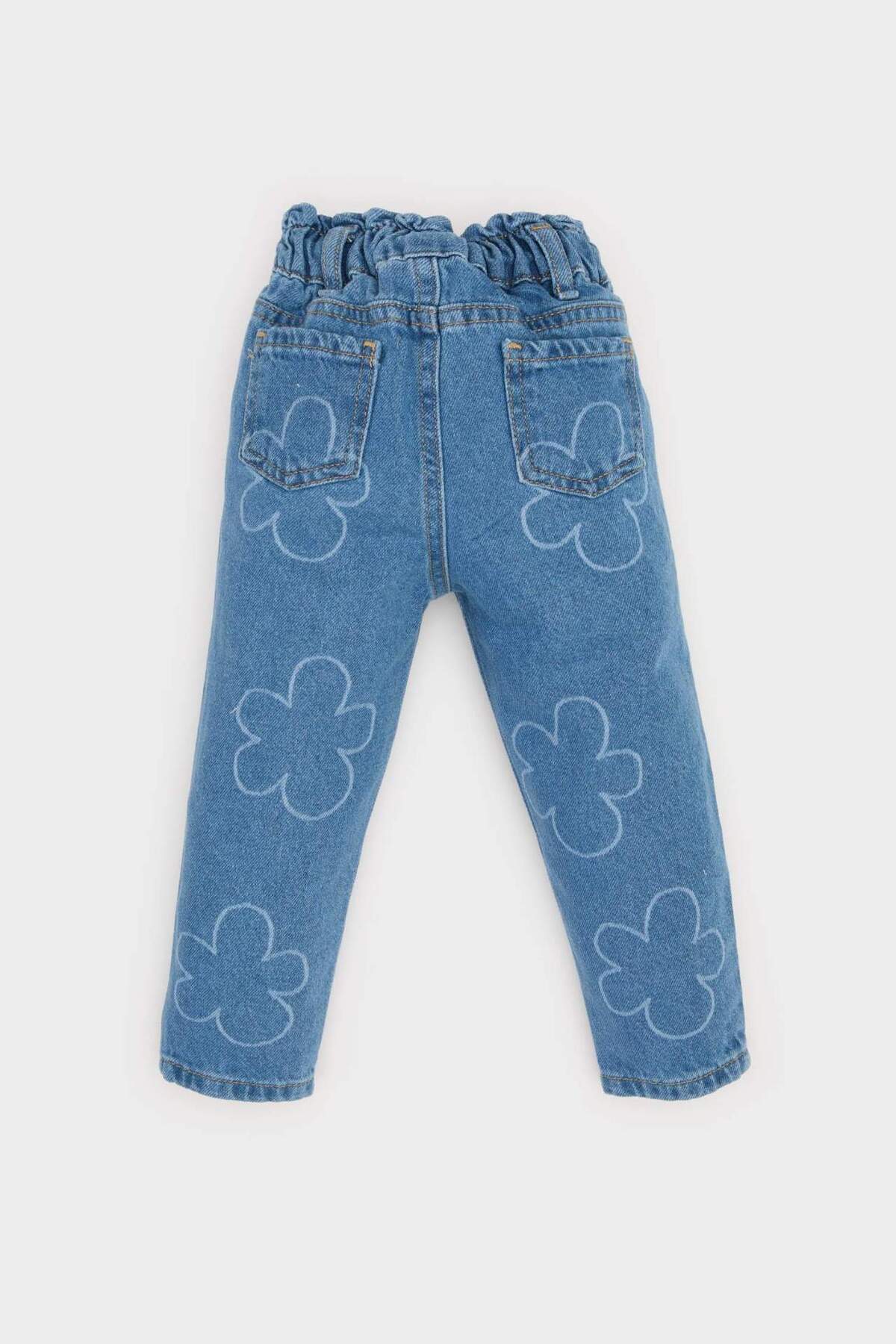 Defacto Paperbag Çiçekli Jean Pantolon Kız Bebek E7830A525SP fotoğrafı 6 (önizleme)