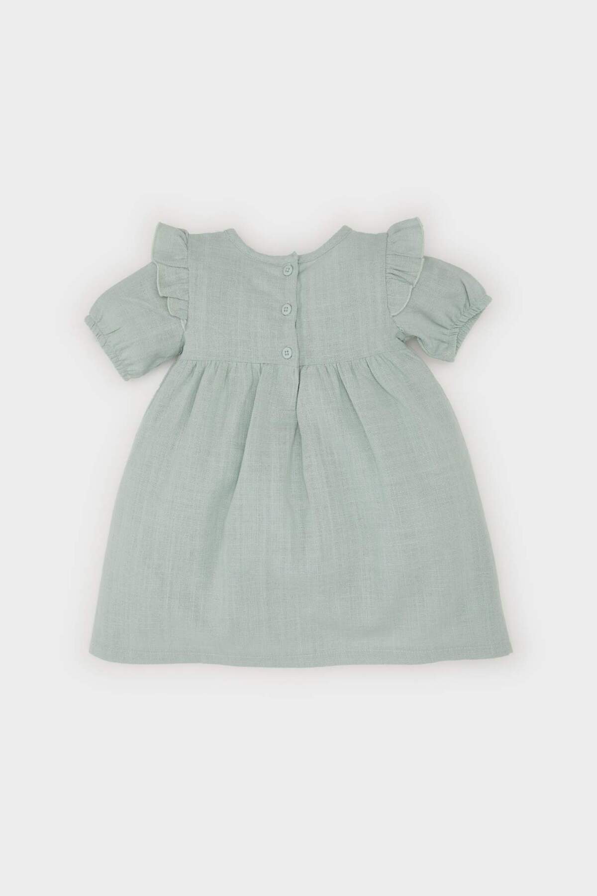 Defacto Kısa Kollu Flamlı Poplin Elbise Kız Bebek E5815A525SP fotoğrafı 3 (önizleme)