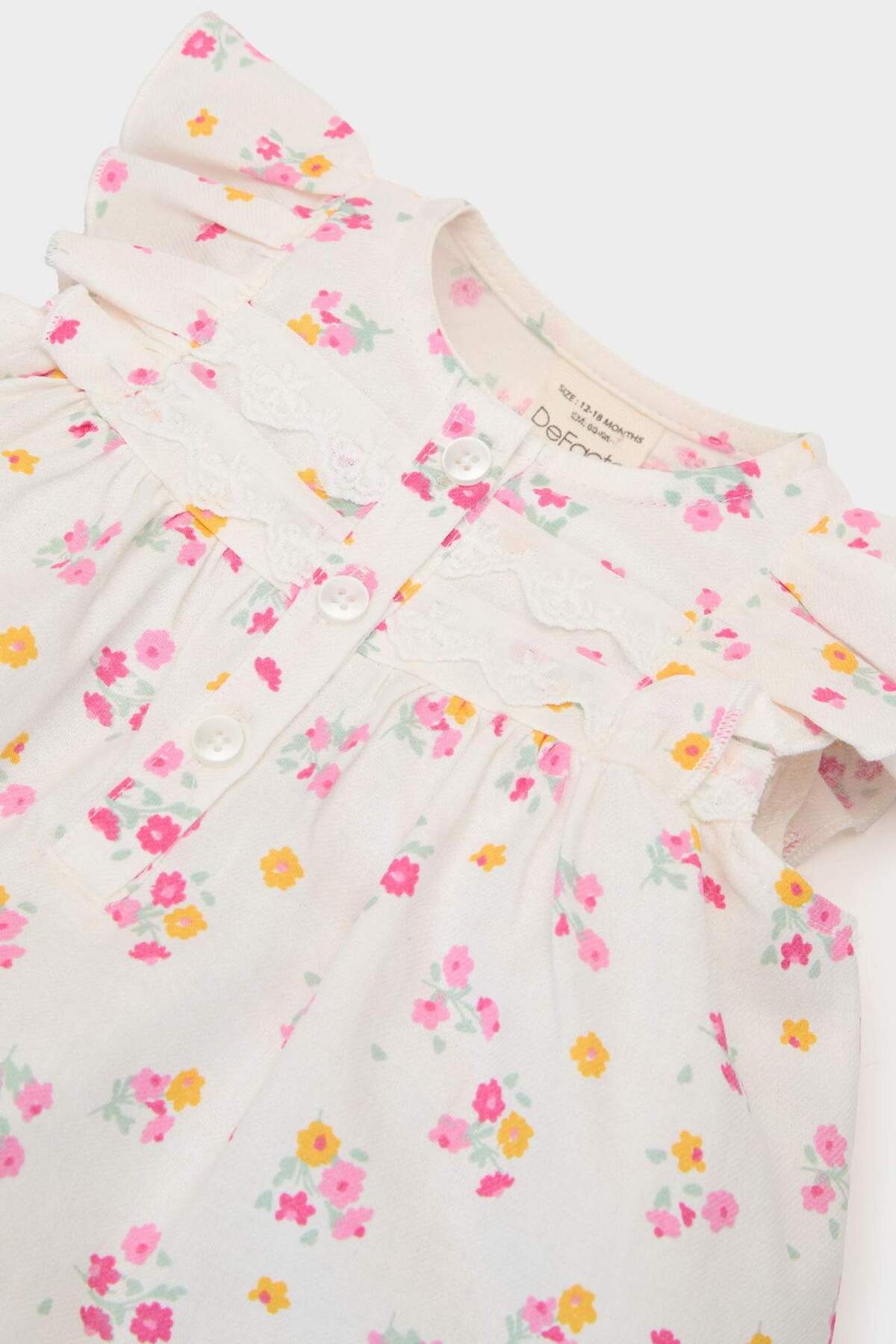 Defacto %100 Pamuklu Çiçekli Elbise Kız Bebek E5811A525SM fotoğrafı 6 (önizleme)