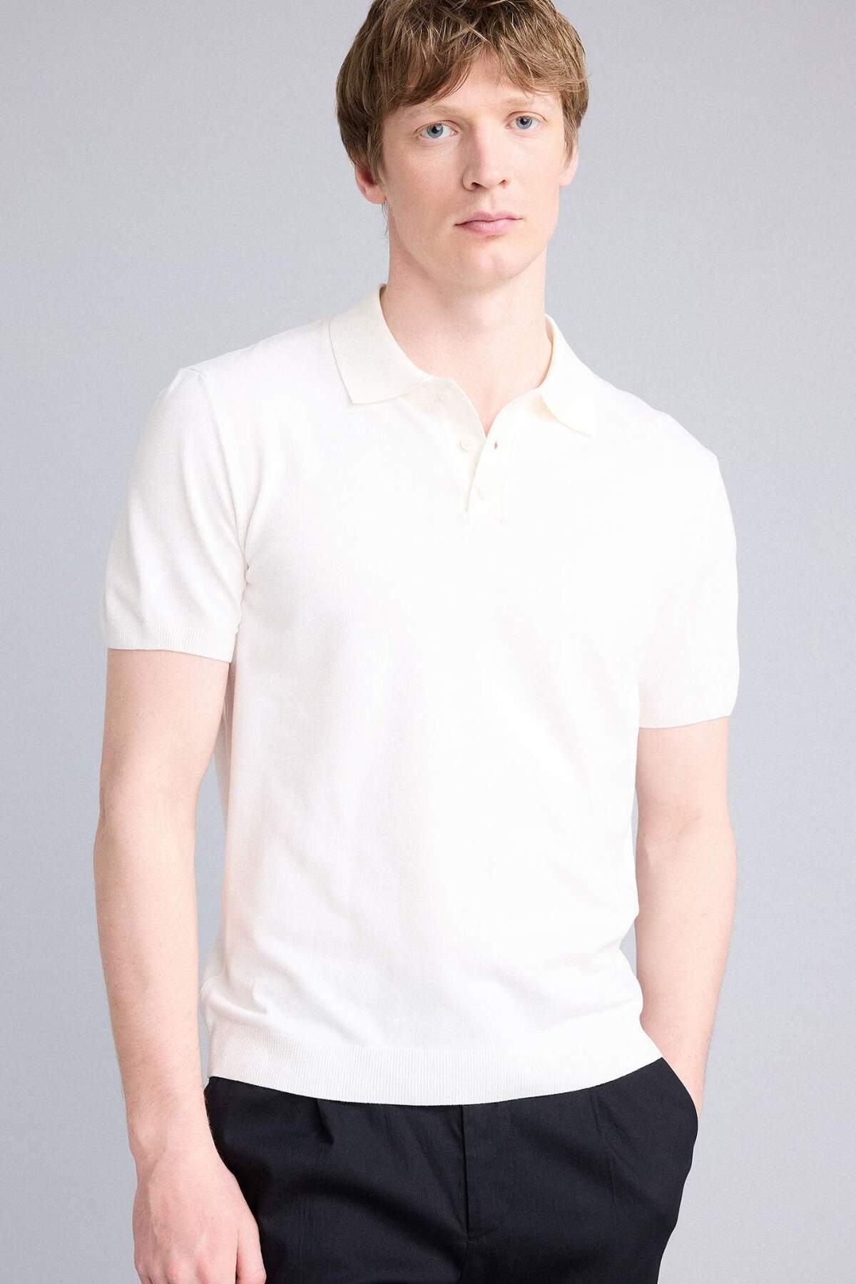 Defacto Standard Fit Polo Neck Short Sleeve Knitwear T-Shirt E3241Ax25Sp