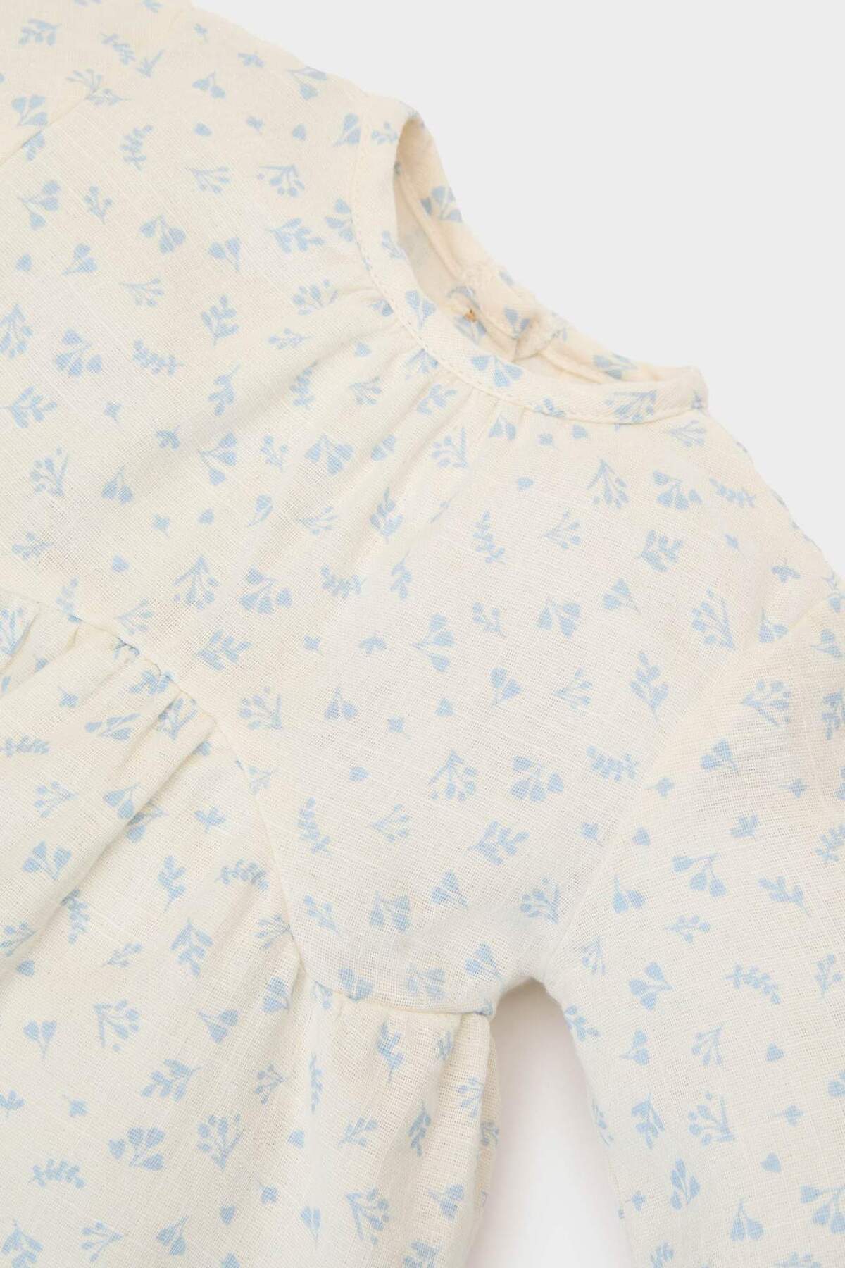 Defacto 2'li Takım Çiçekli Müslin Uzun Kollu Bluz Beli Lastikli Geniş Bol Paça Pantolon Kız Bebek E5708A525S fotoğrafı 3 (önizleme)