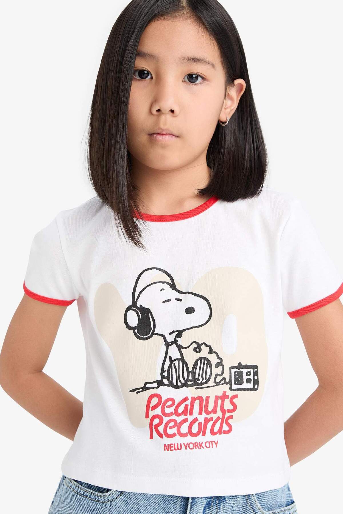 Snoopy Crop Crew Neck Camisole Short Sleeve T-Shirt Girl E0869A825SM