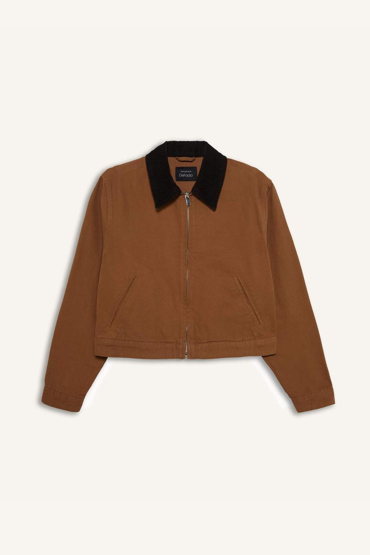 Defacto  %100 Pamuk Regular Fıt Kontrast Yakalı Fermuarlı Cepli Ceket Mont E6260AX25SP - Görsel 6